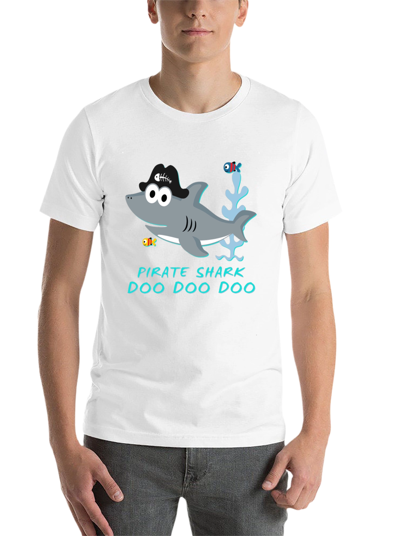 Black Pirate Shark Doo Doo Doo Graphic Tee view 14