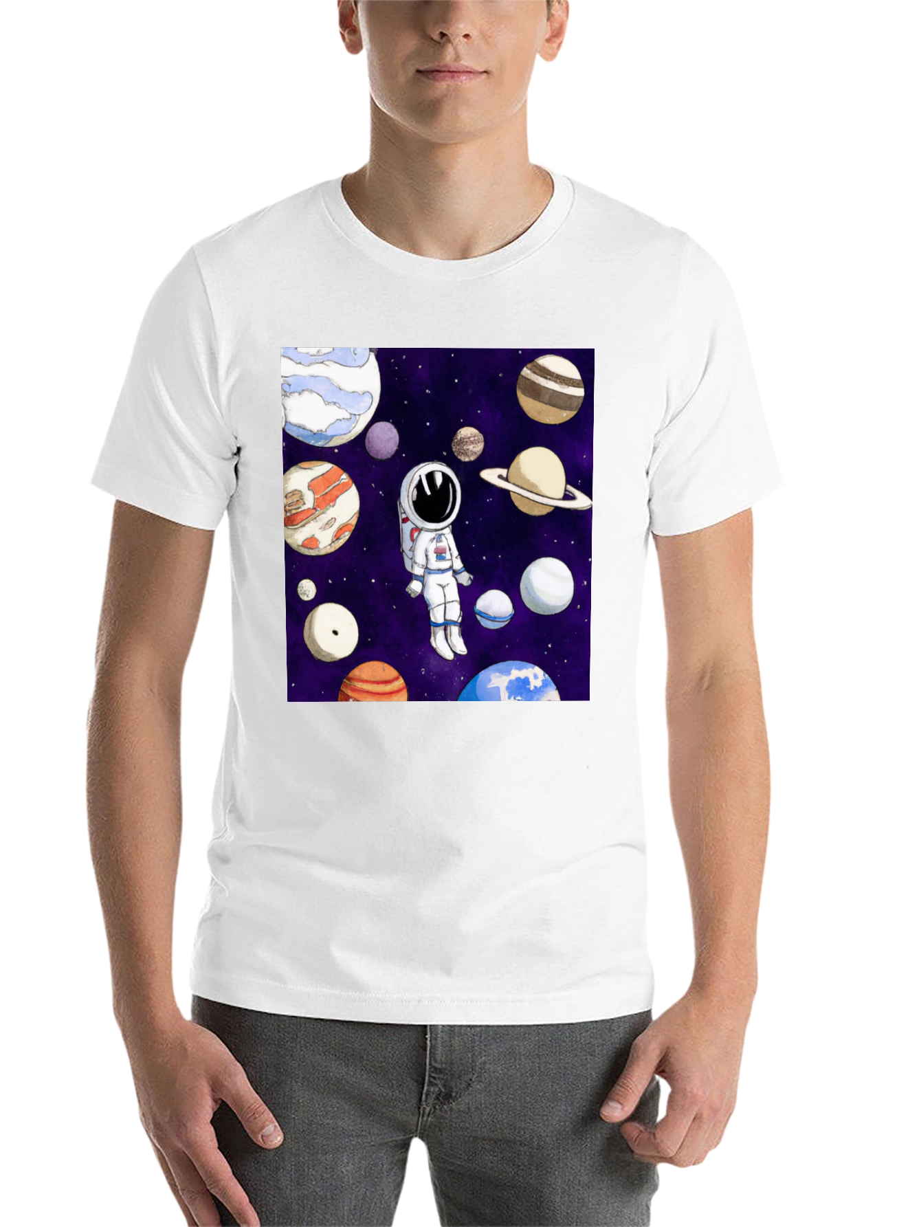 Black Astronaut & Planet Graphic T-Shirt - Space Adventure view 14