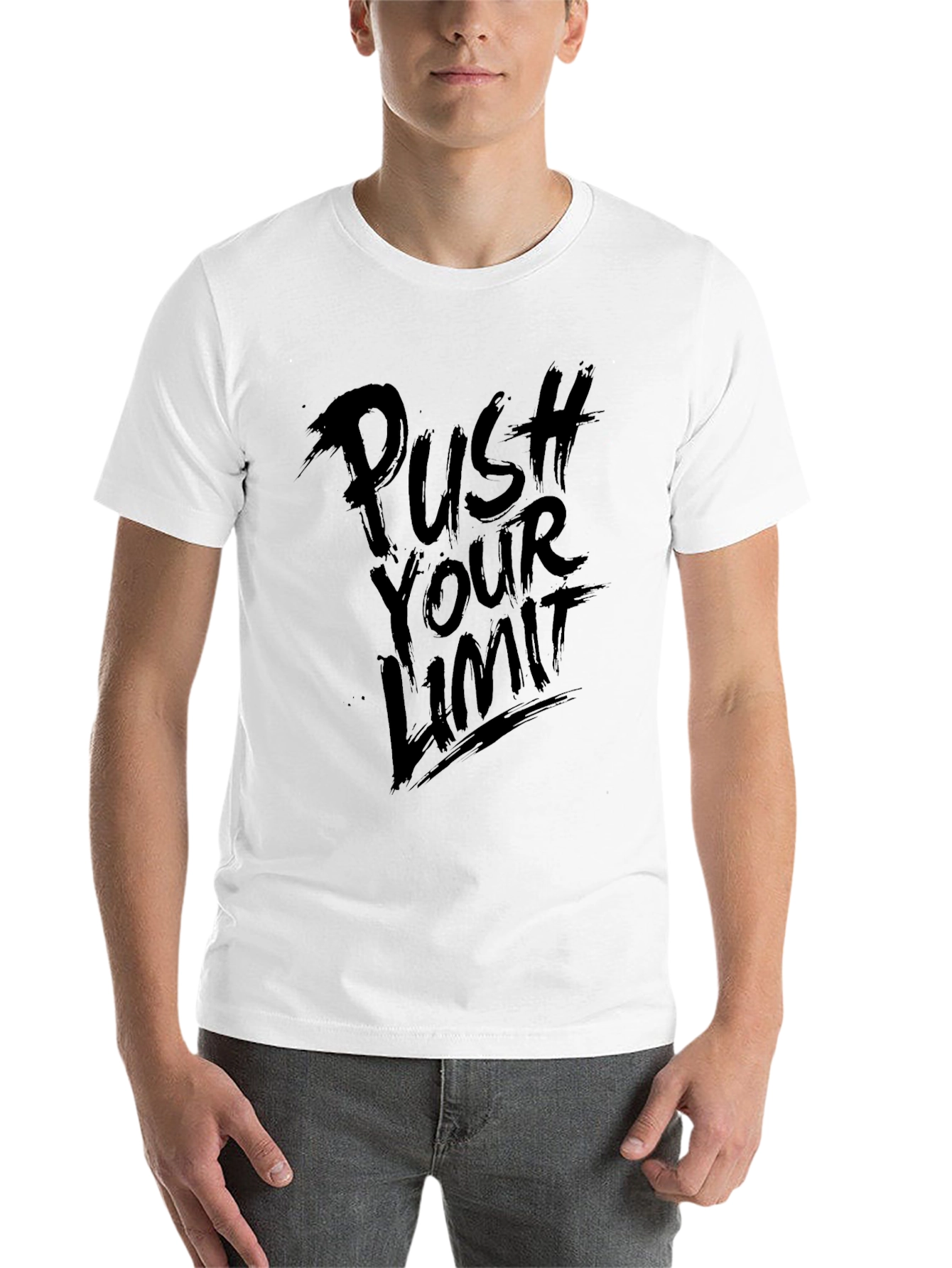 Black Push Your Limit Black Graphic Tee - Motivational Design view 14