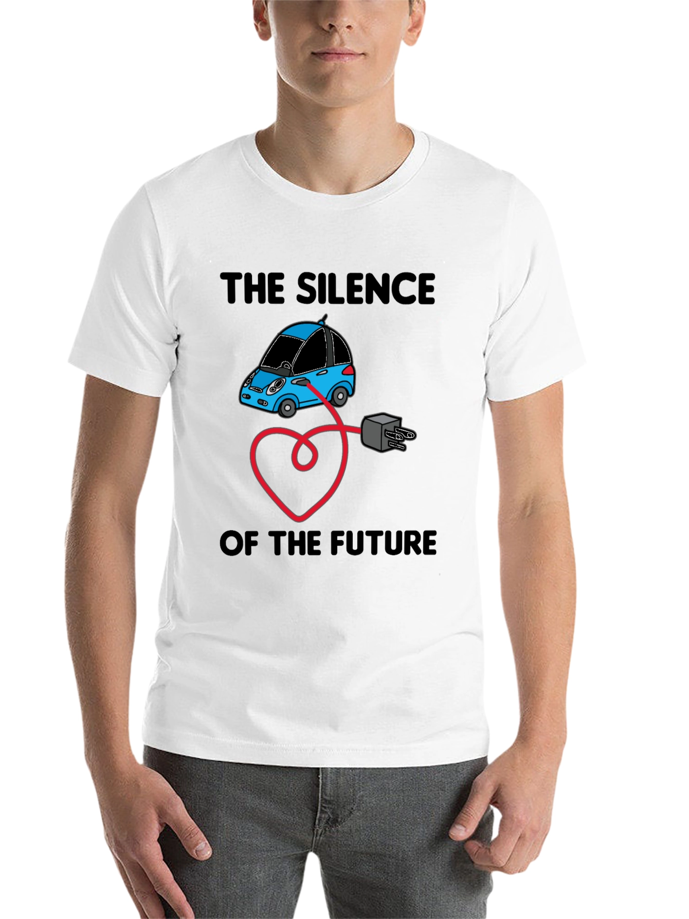 Black Electric Car T-Shirt - Silence of the Future view 14