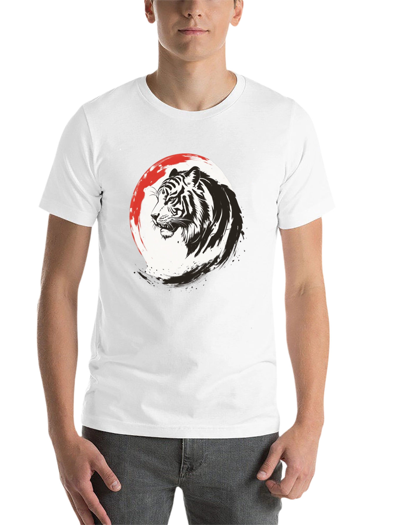 Black Tiger Graphic Print Men's Black T-Shirt view 14