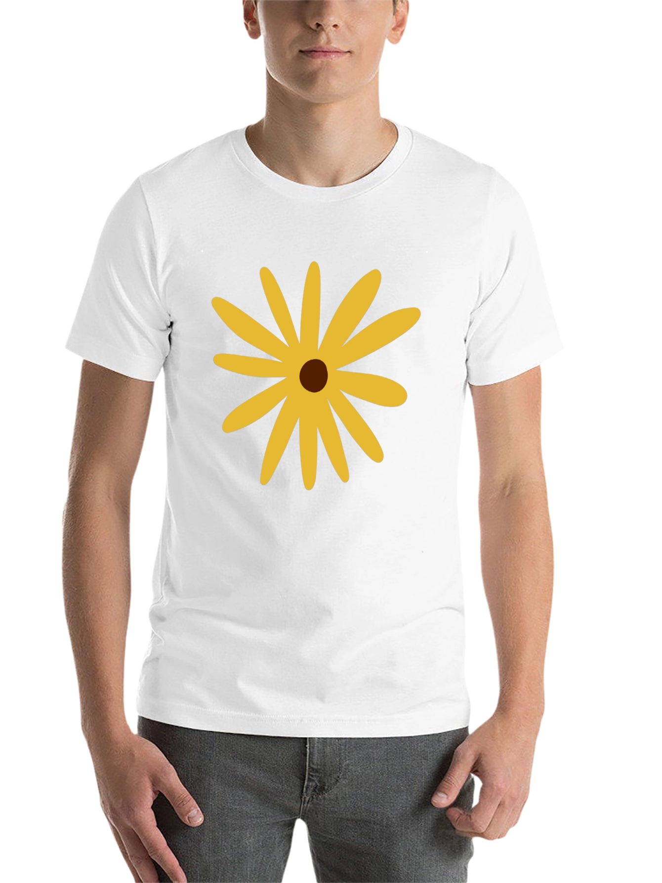 Black Black T-Shirt with Yellow Flower view 14
