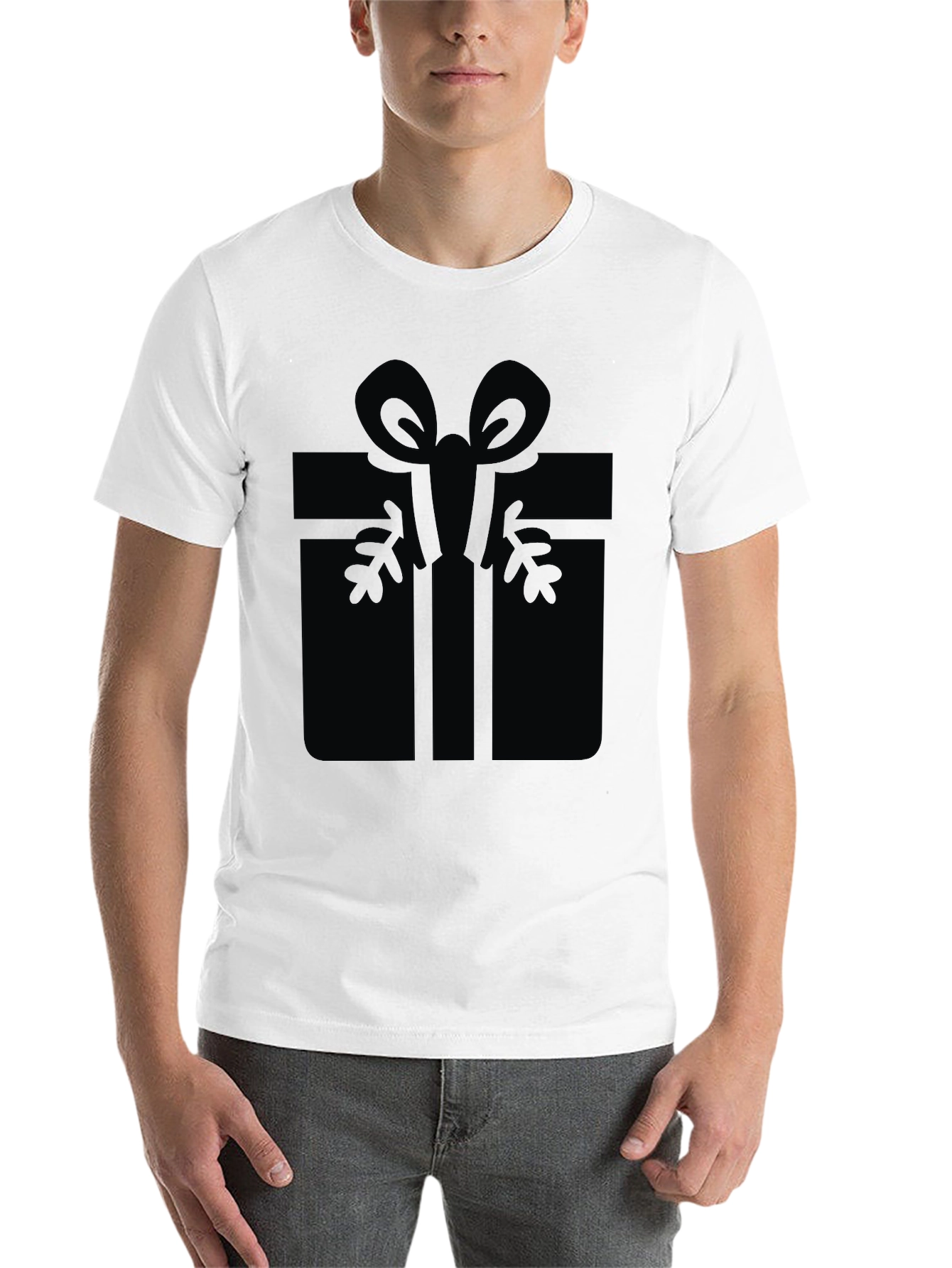 Black Festive Gift Graphic Tee - Black Cotton Blend view 14