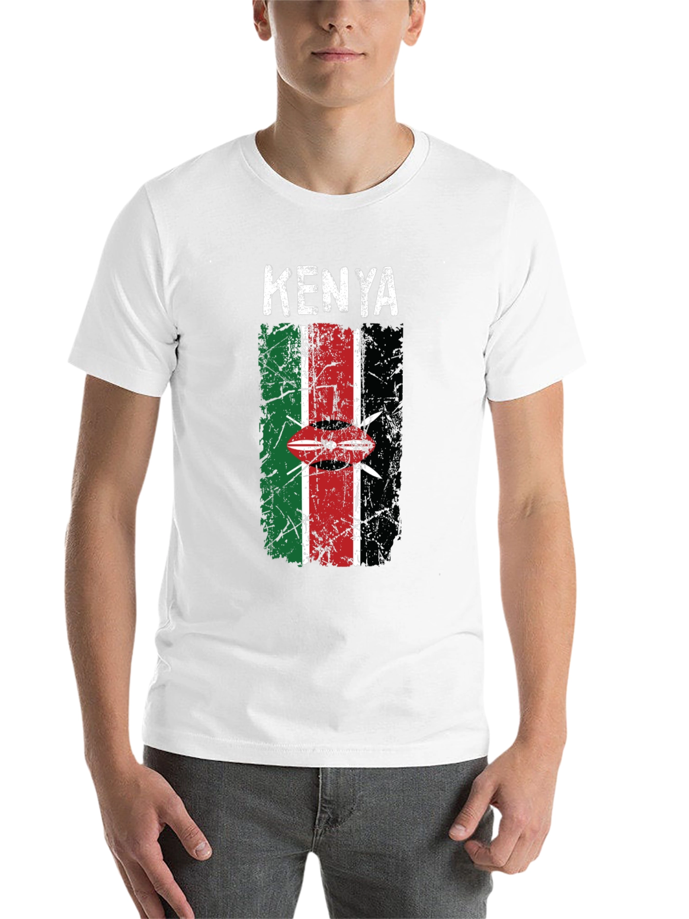Kenya Flag T-Shirt - Distressed Graphic Tee - 14