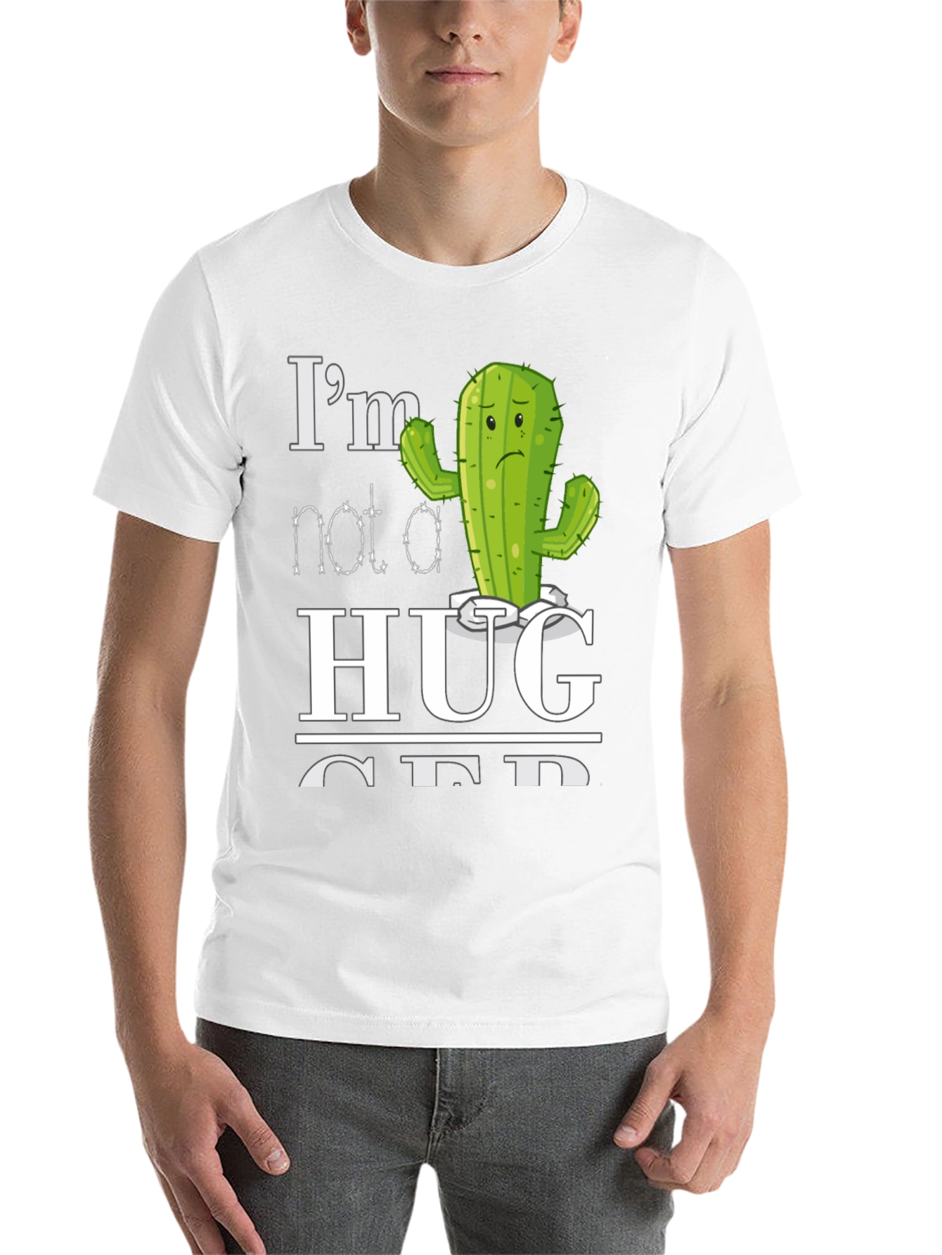 Black I'm Not a Hugger Cactus T-Shirt view 14