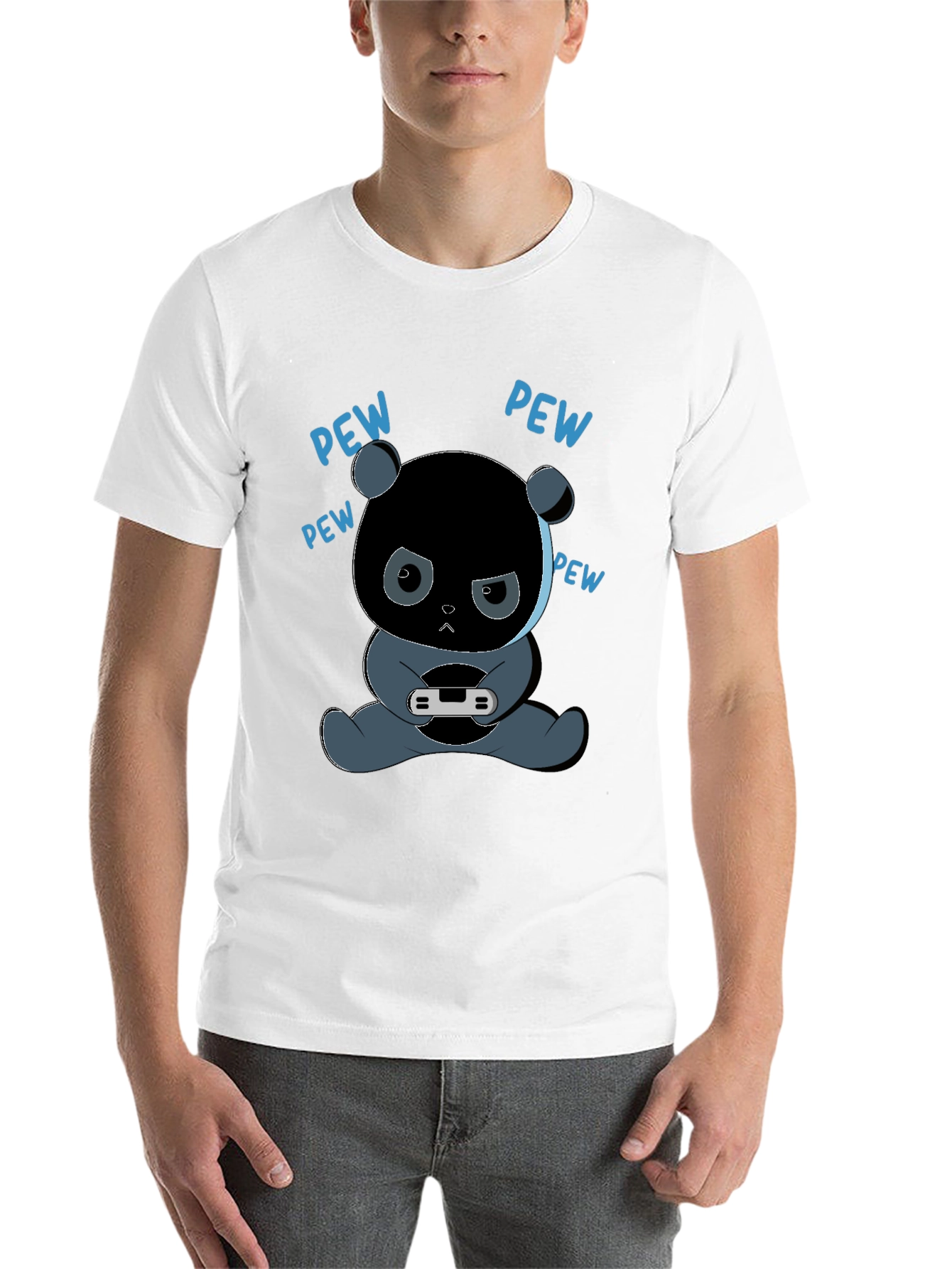Black Gamer Panda T-Shirt - Pew Pew view 14