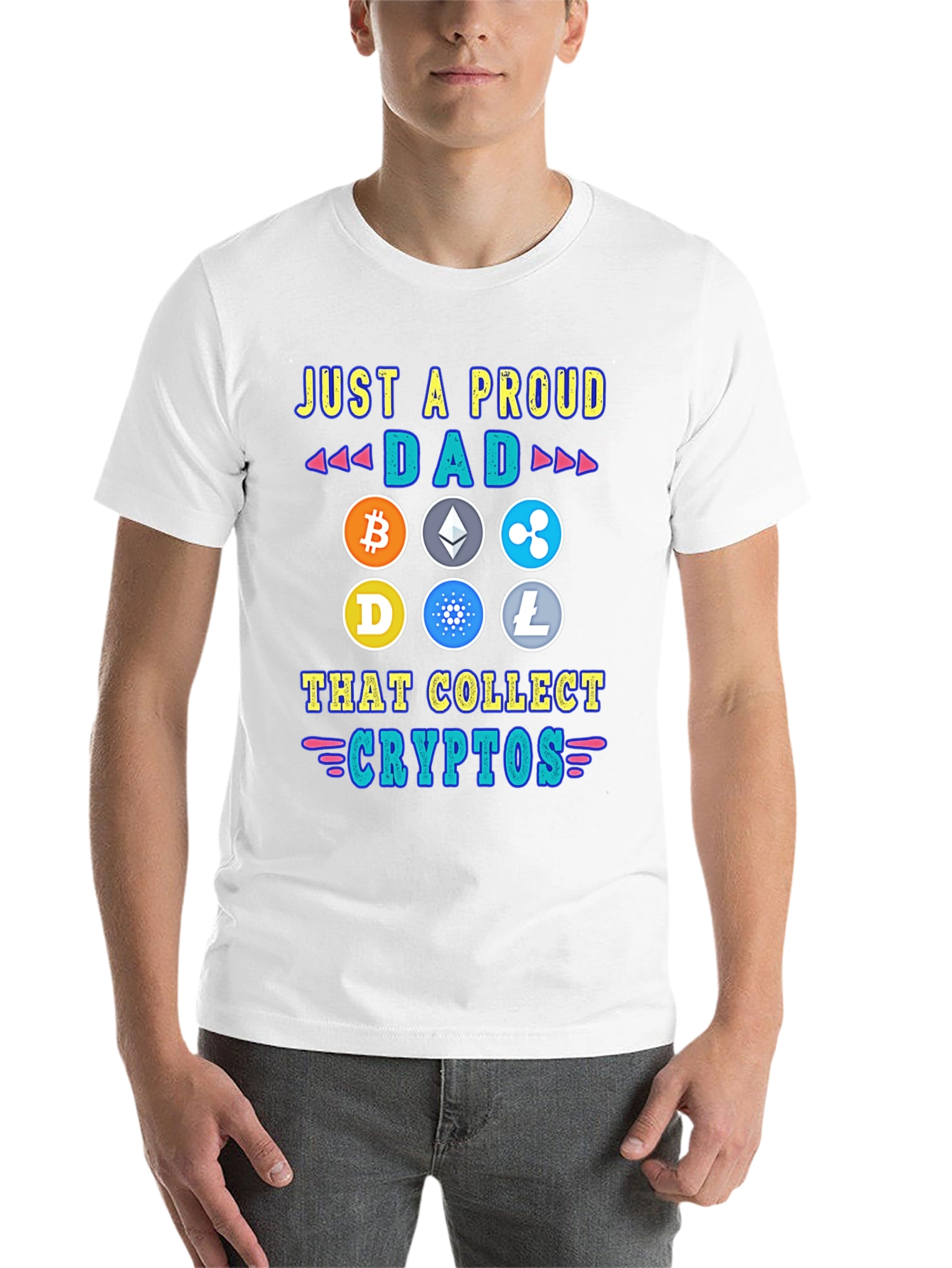 Black Proud Dad Crypto Collector T-Shirt view 14