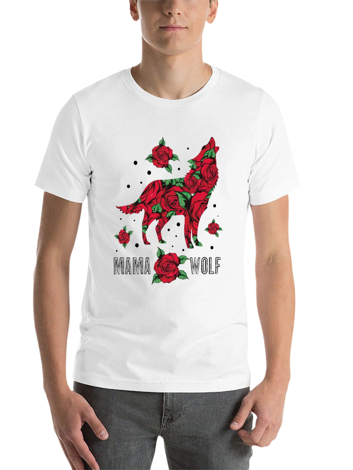 Black Mama Wolf Rose Graphic T-Shirt view 14