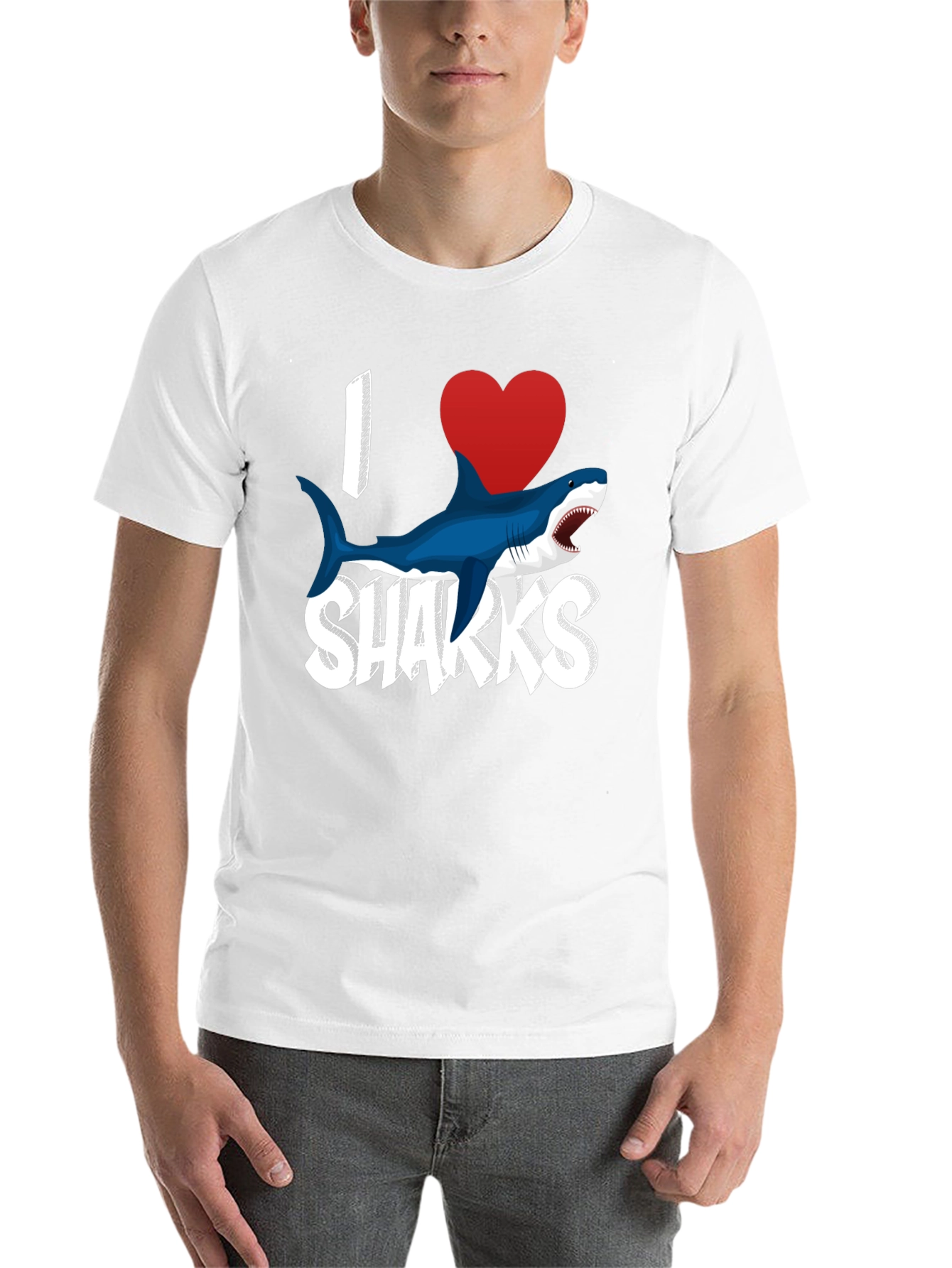 Black I Love Sharks T-Shirt - Black Cotton Blend view 14