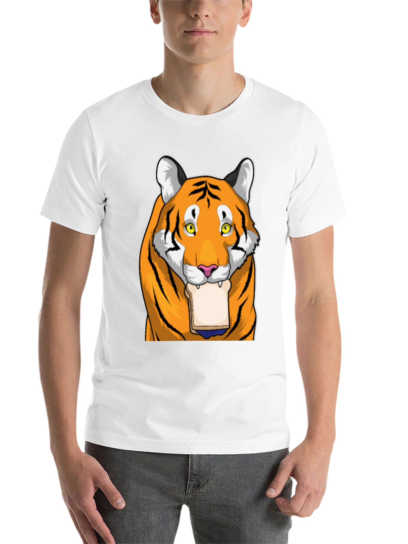 Black Tiger Eating Bread T-Shirt view 14