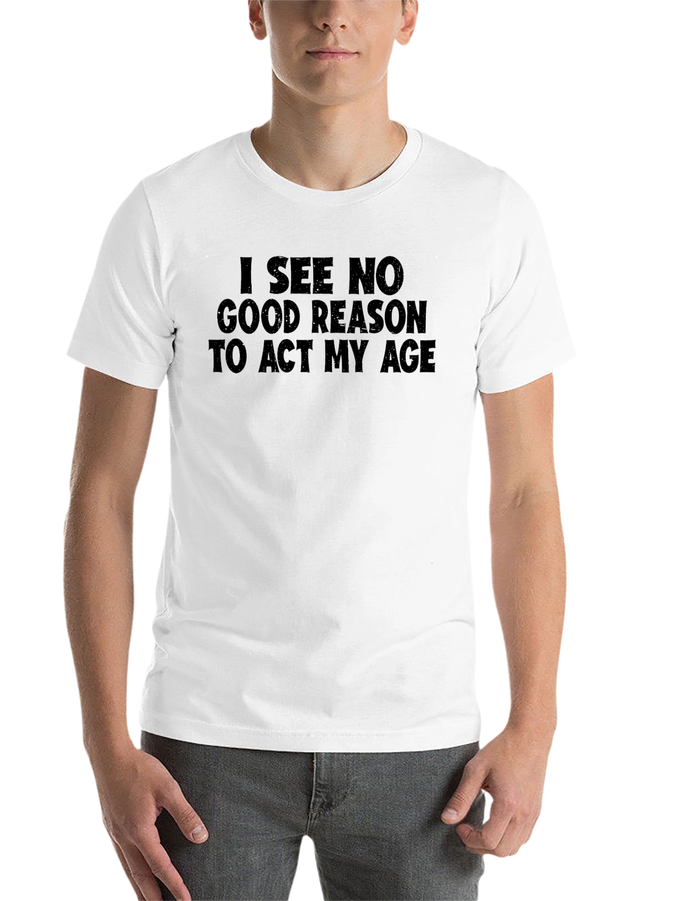 Black Funny "Act My Age" Graphic T-Shirt - Black Cotton Tee view 14
