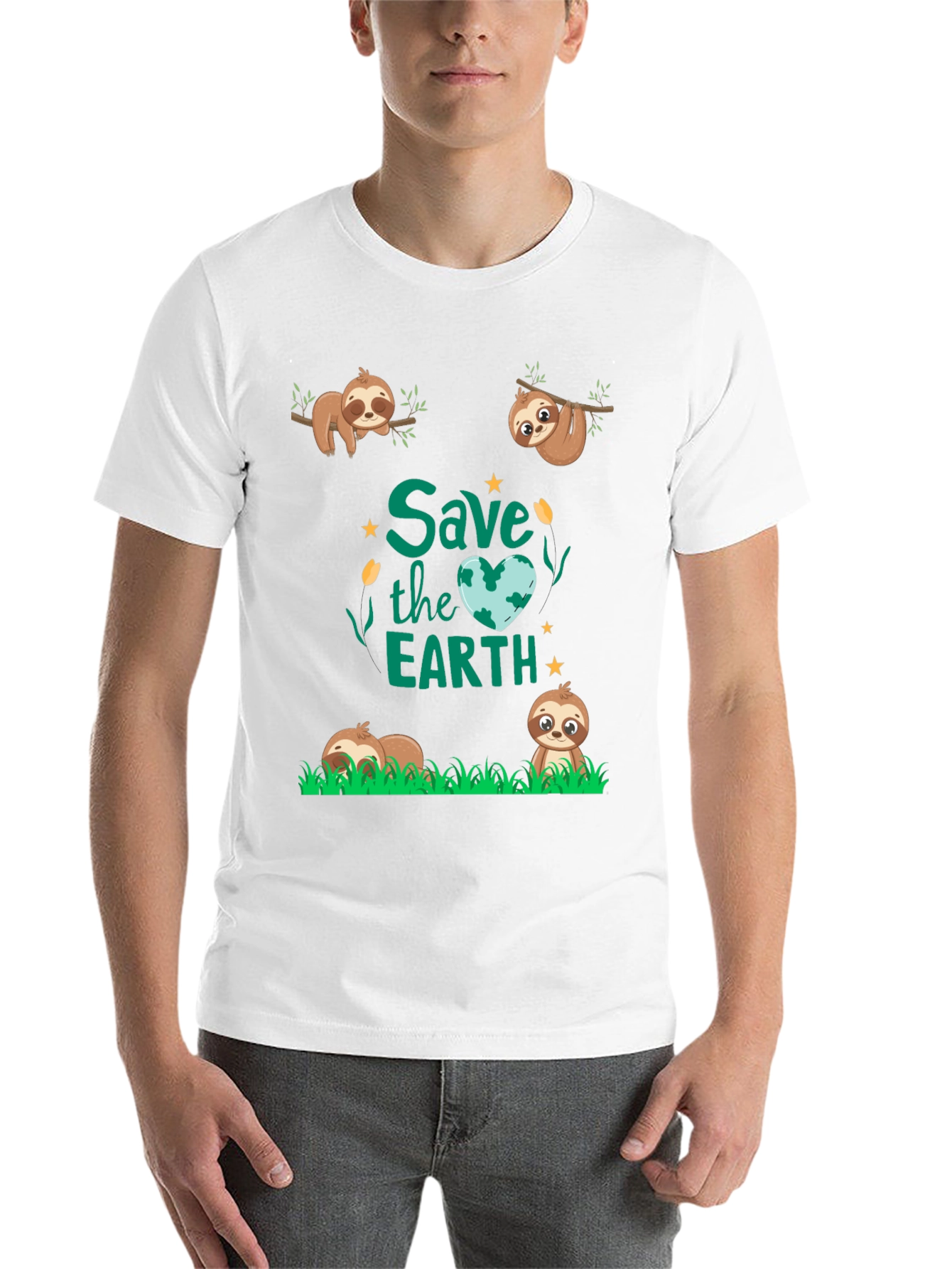 Black Save the Earth Sloth Graphic Tee view 14