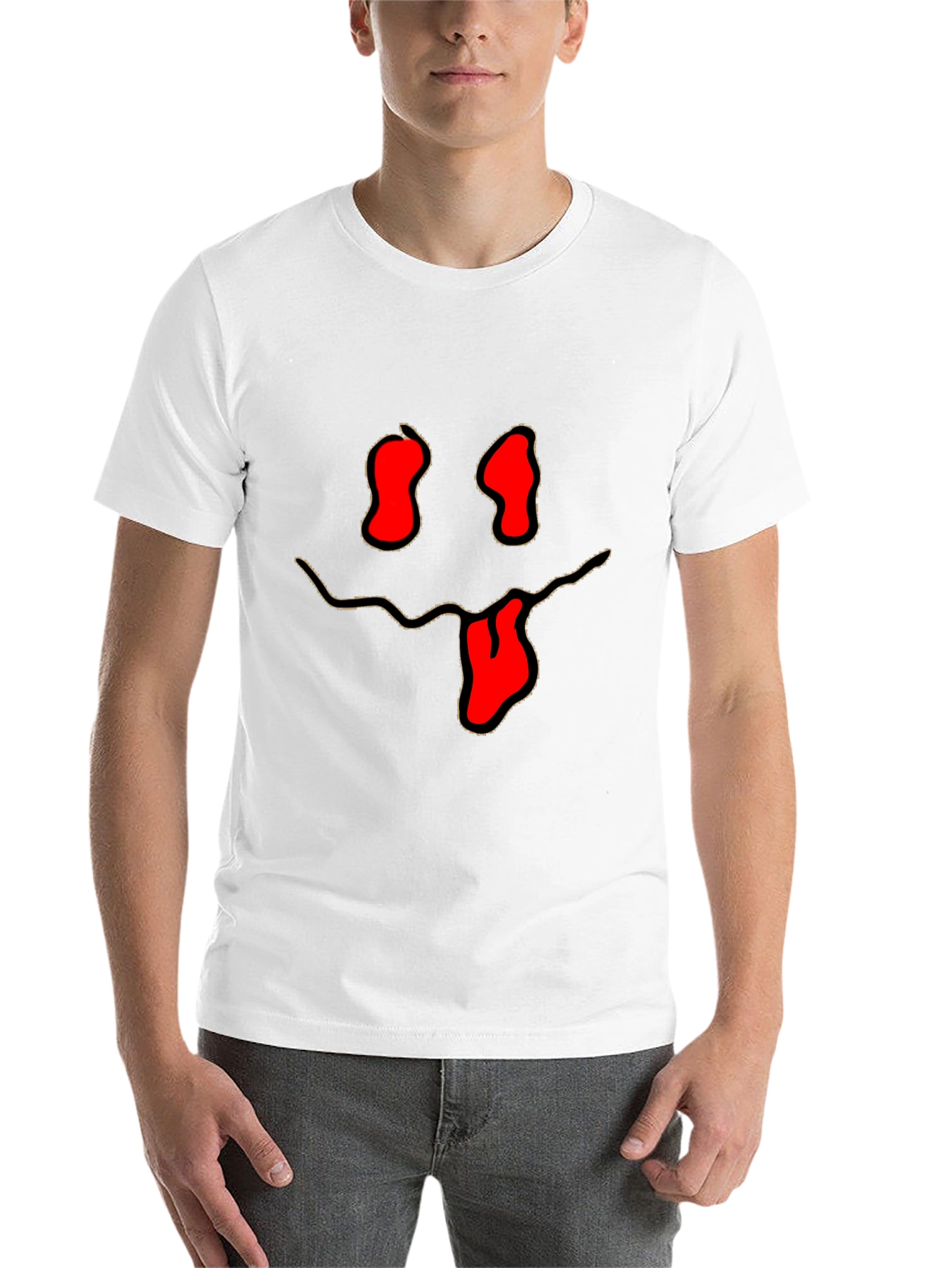 Black Funny Face Graphic Tee - Black Cotton T-Shirt view 14