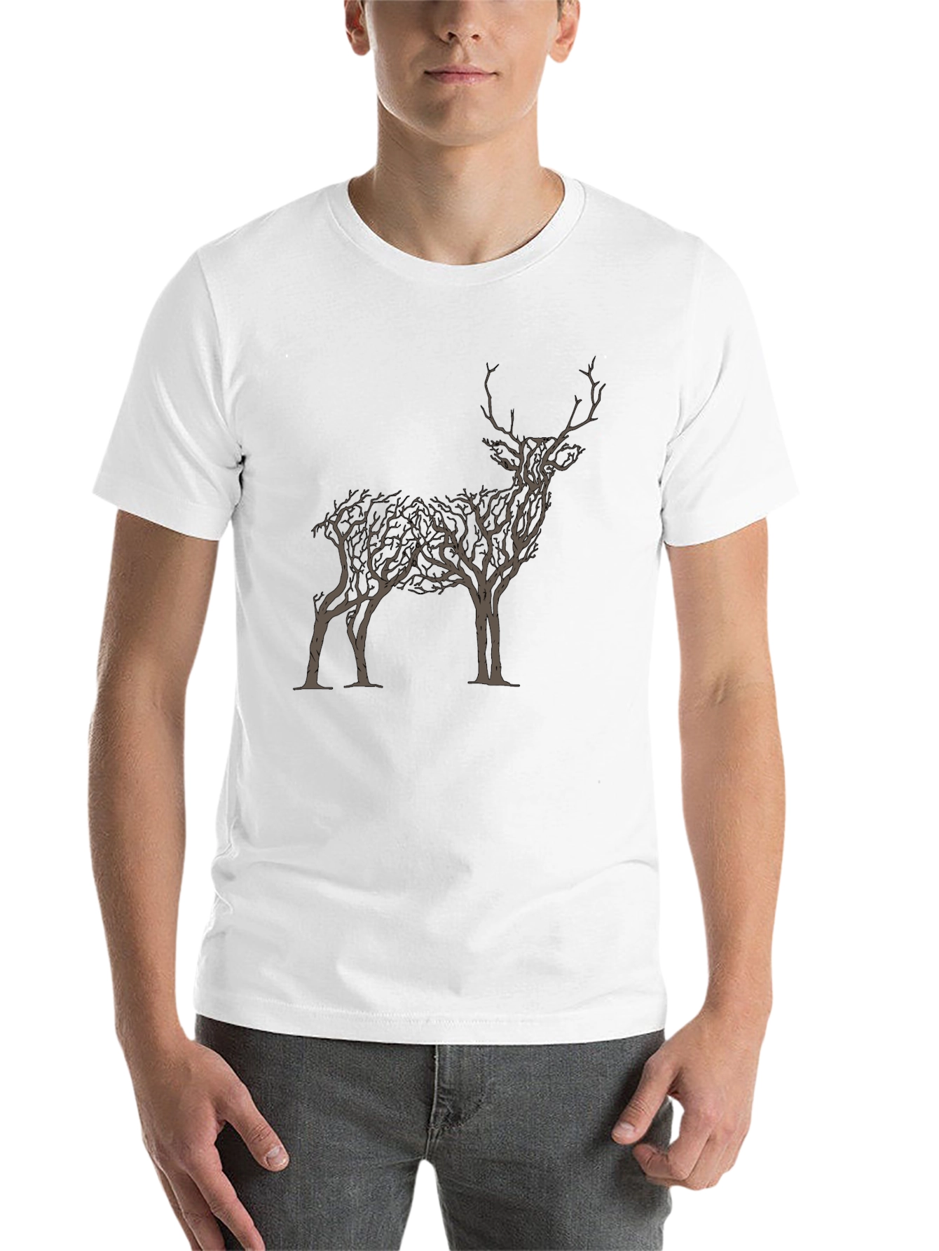 Black Nature Stag Graphic Tee - Black Cotton Blend view 14