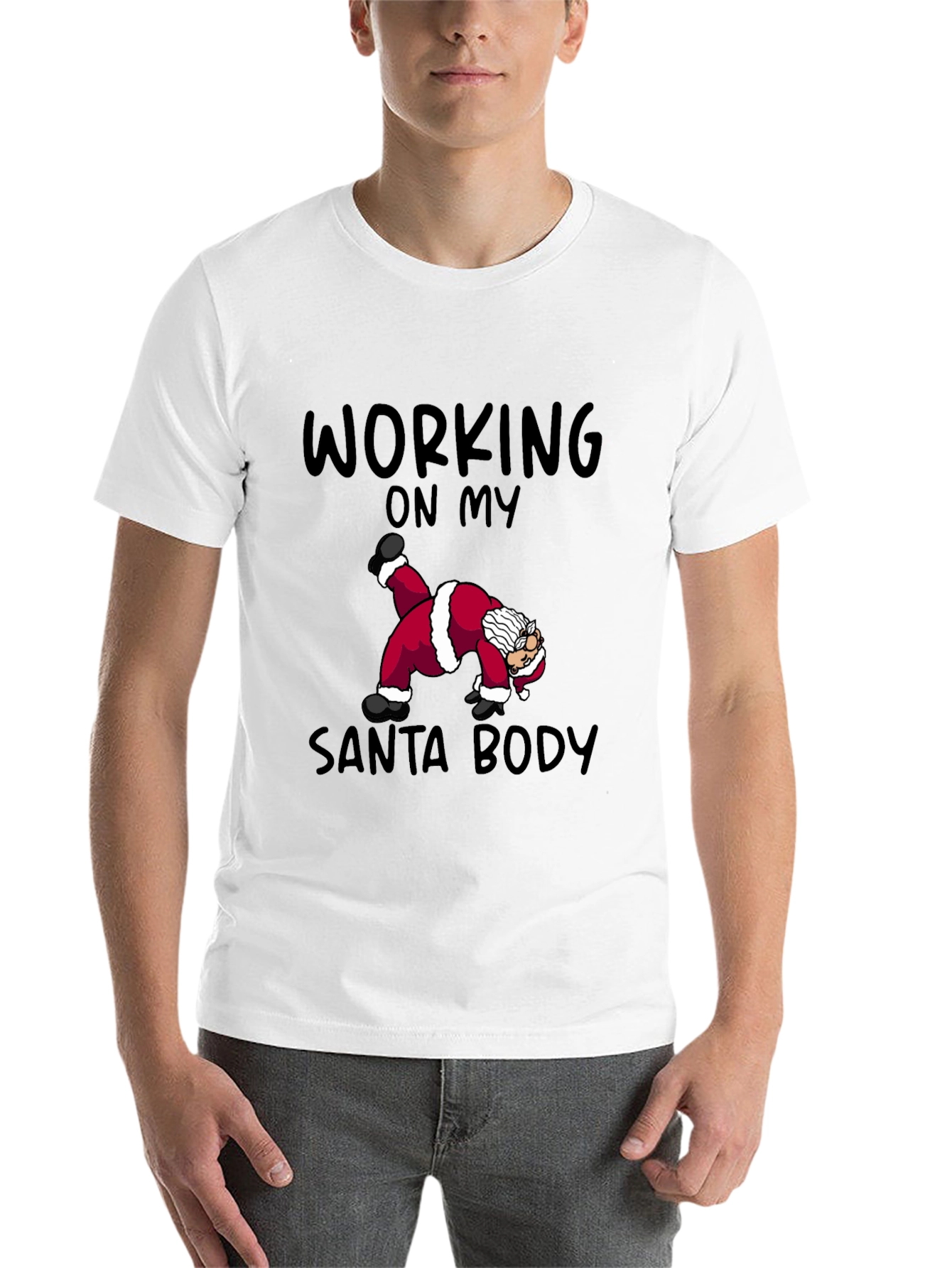 Black Funny Santa Workout T-Shirt view 14