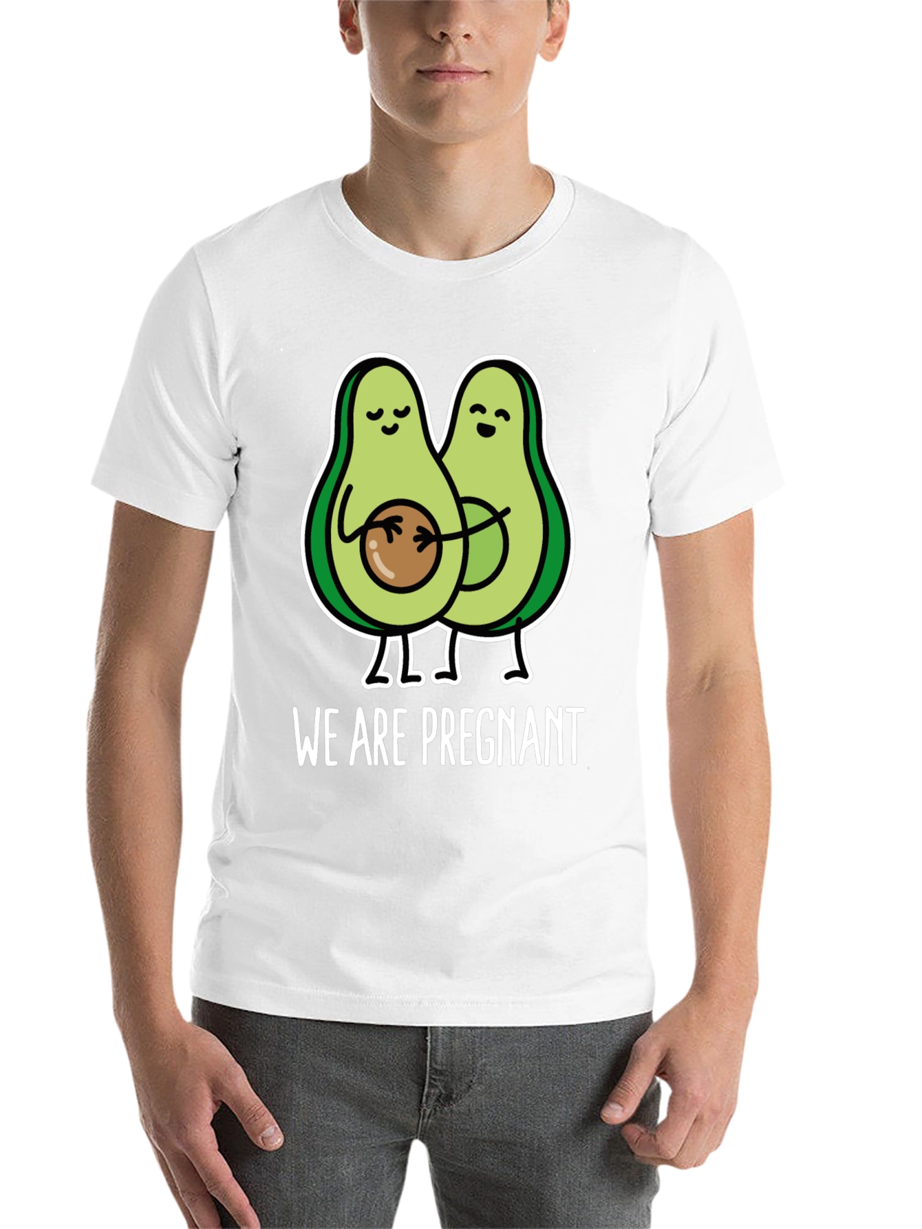 Black Funny We Are Pregnant Avocado Matching Couple T-Shirt view 14