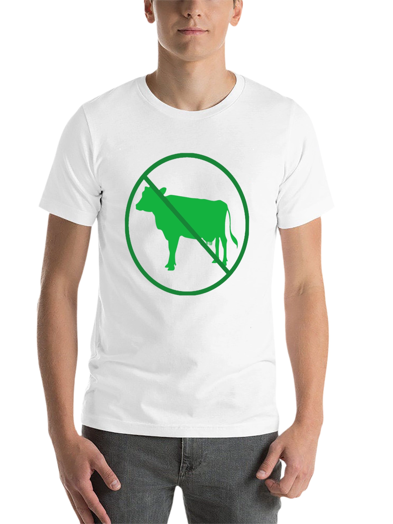 Vegan T-Shirt - No Cow Symbol Graphic Tee - 14