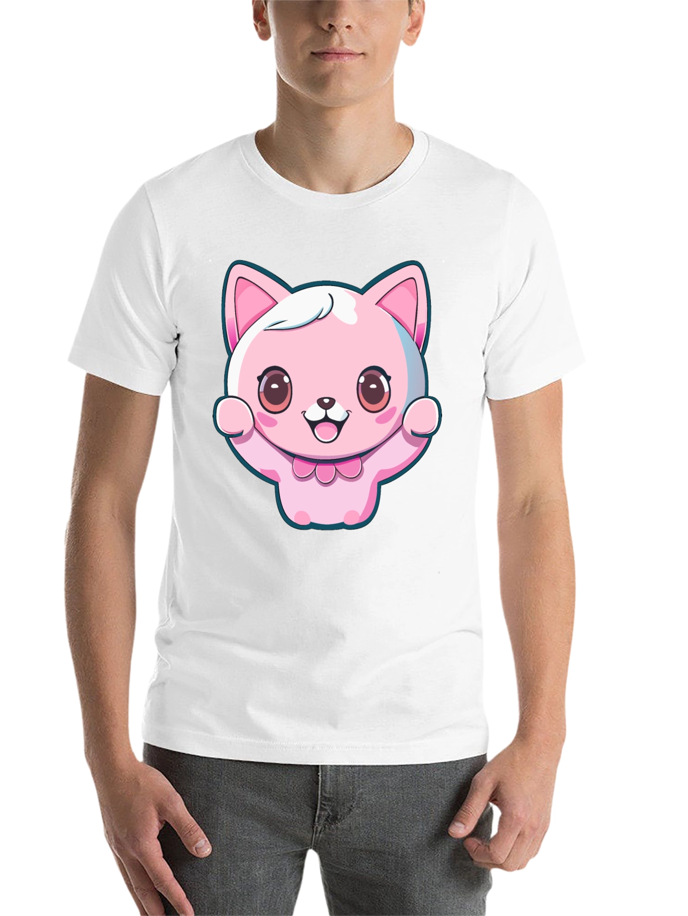 Black Kawaii Cat Graphic Tee - Cute Cartoon Style view 14