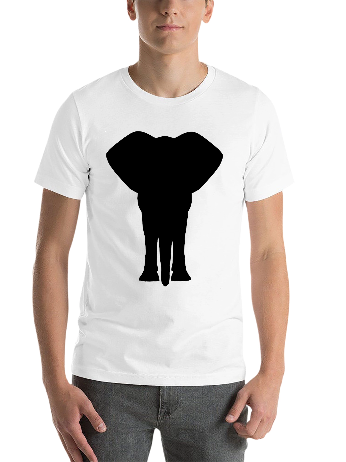 Black Elephant Silhouette Graphic Print T-Shirt view 14