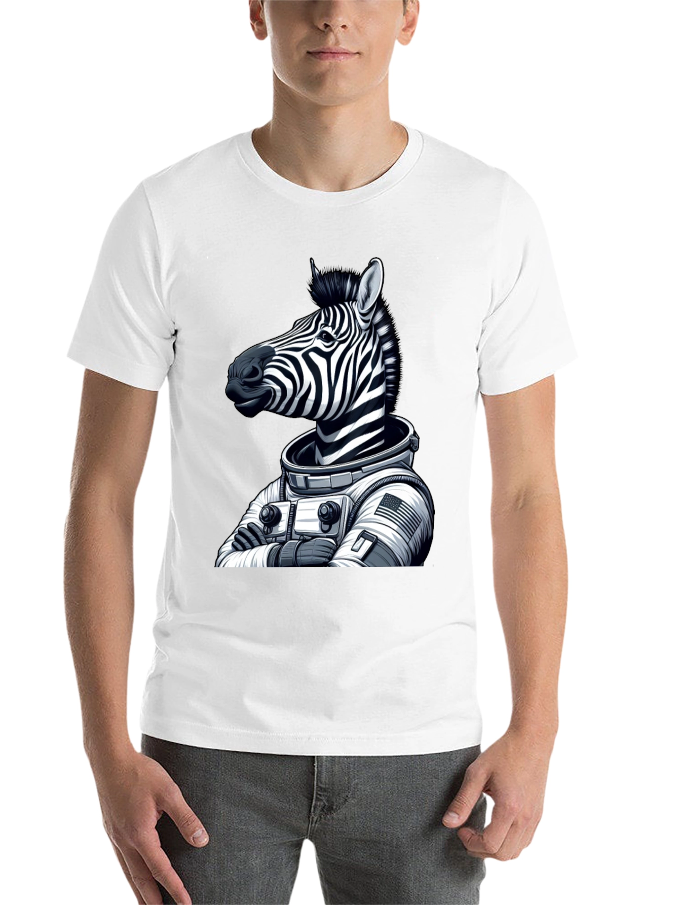 Black Zebra Astronaut Black T-Shirt view 14