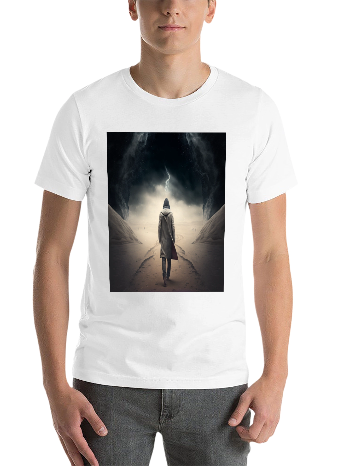 Black Hooded Figure Lightning Black T-Shirt view 14
