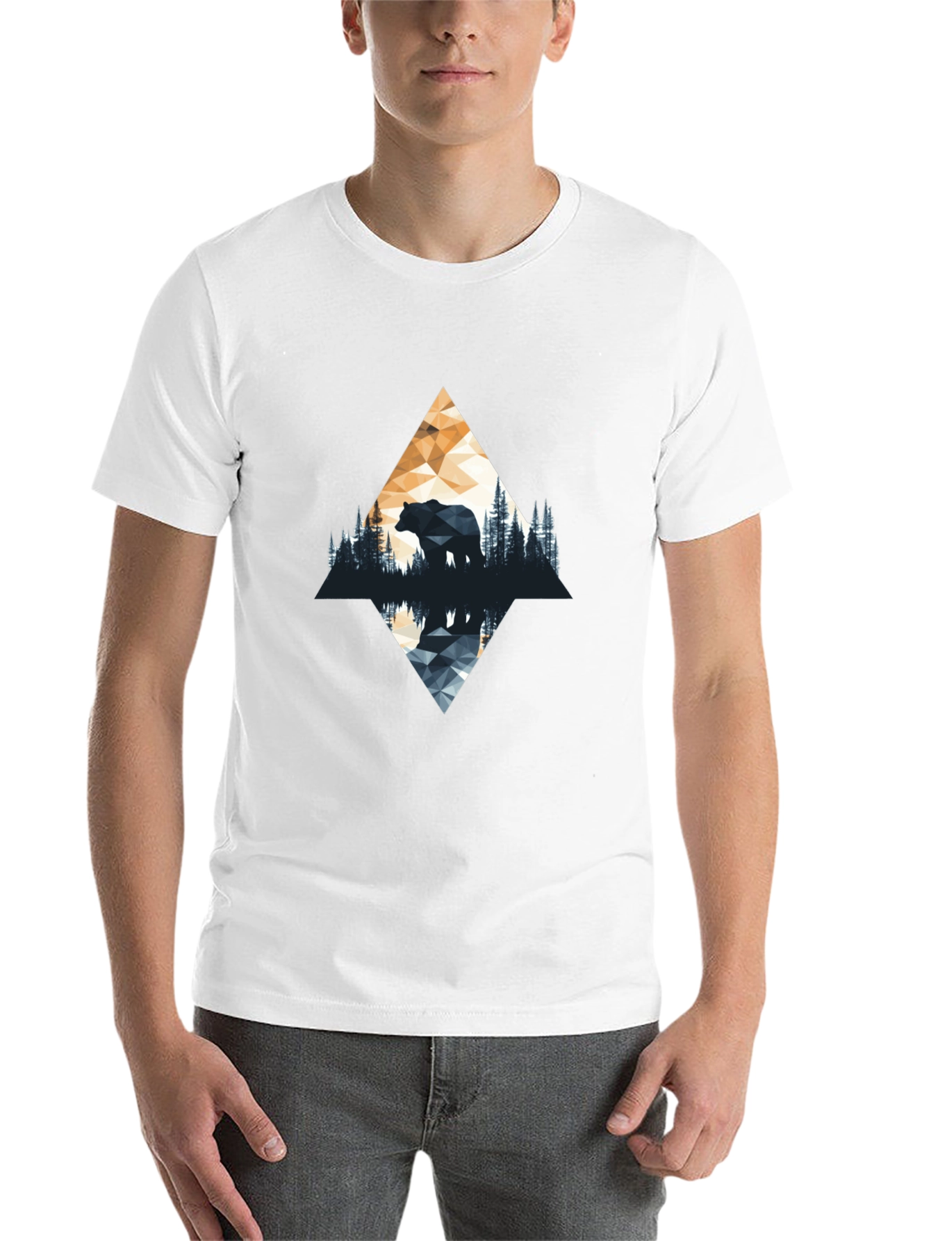 Black Geometric Bear Graphic T-Shirt - Nature Inspired view 14