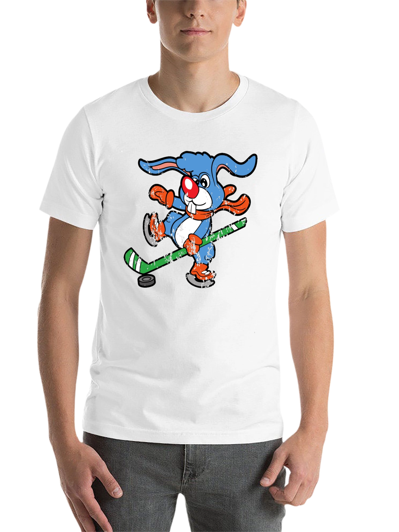 Black Funny Hockey Bunny T-Shirt view 14