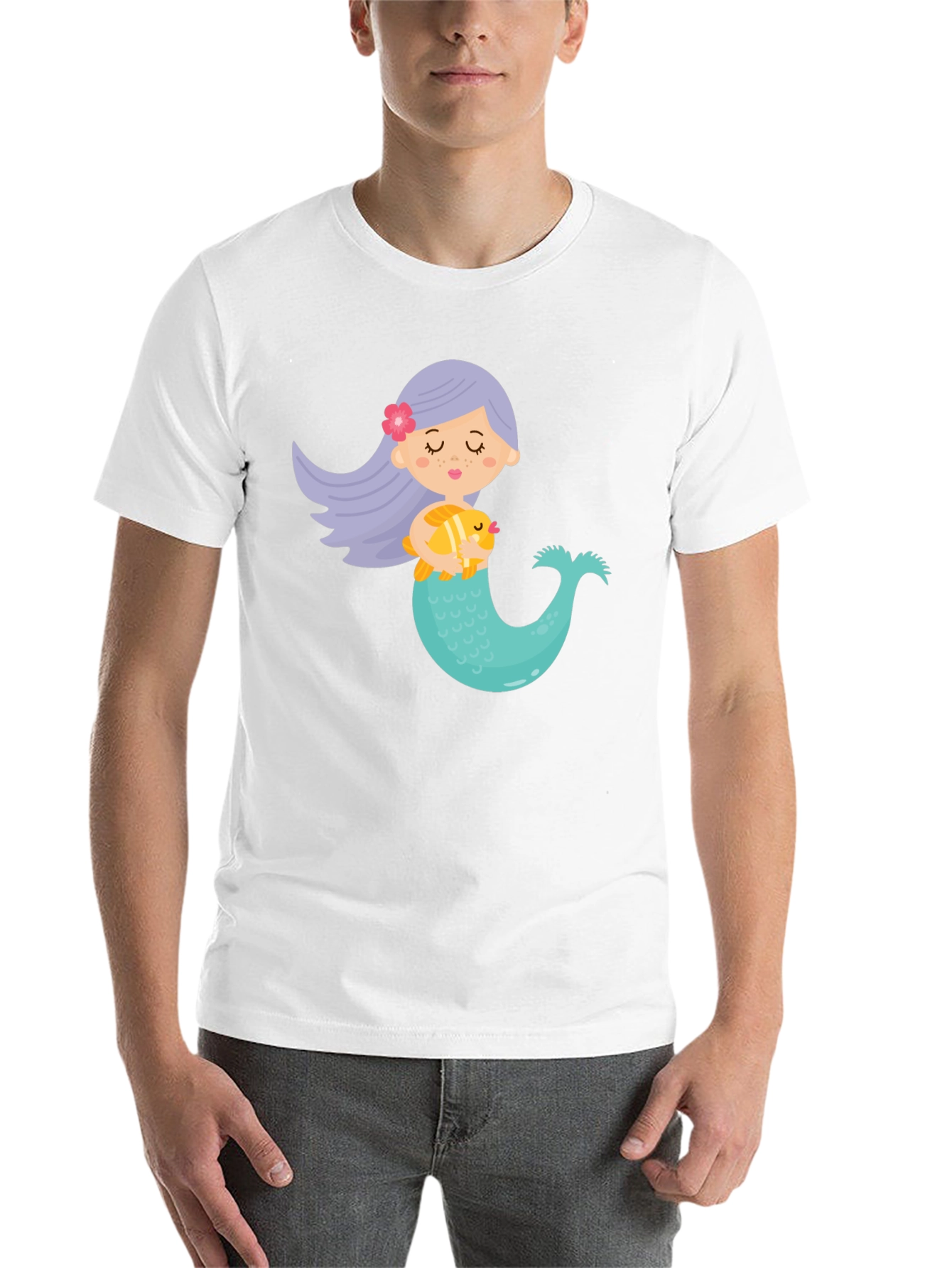 Black Cute Mermaid Graphic Tee - Black Unisex T-Shirt view 14