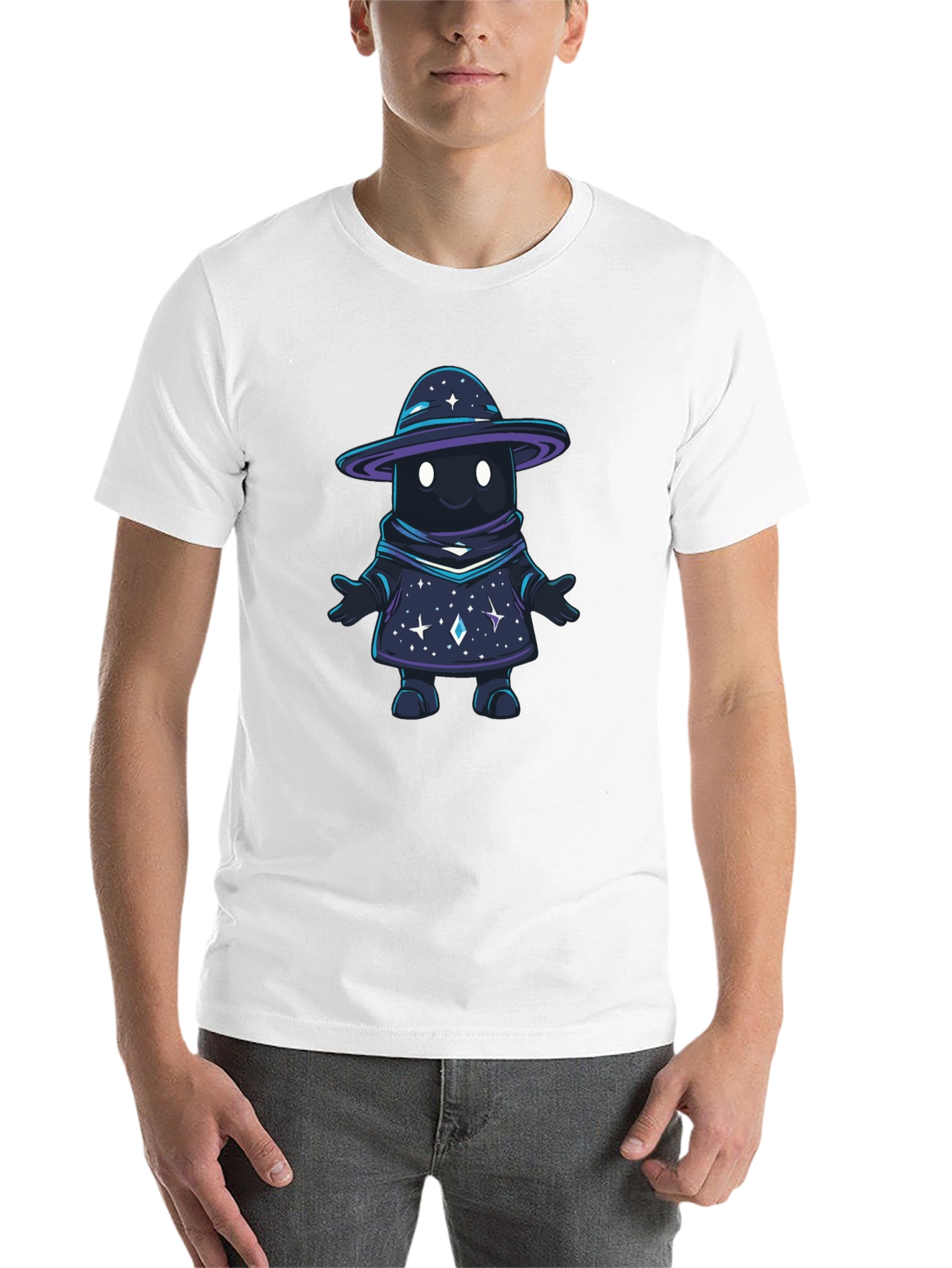 Black Galaxy Wizard Graphic T-Shirt - Unisex Black Tee view 14