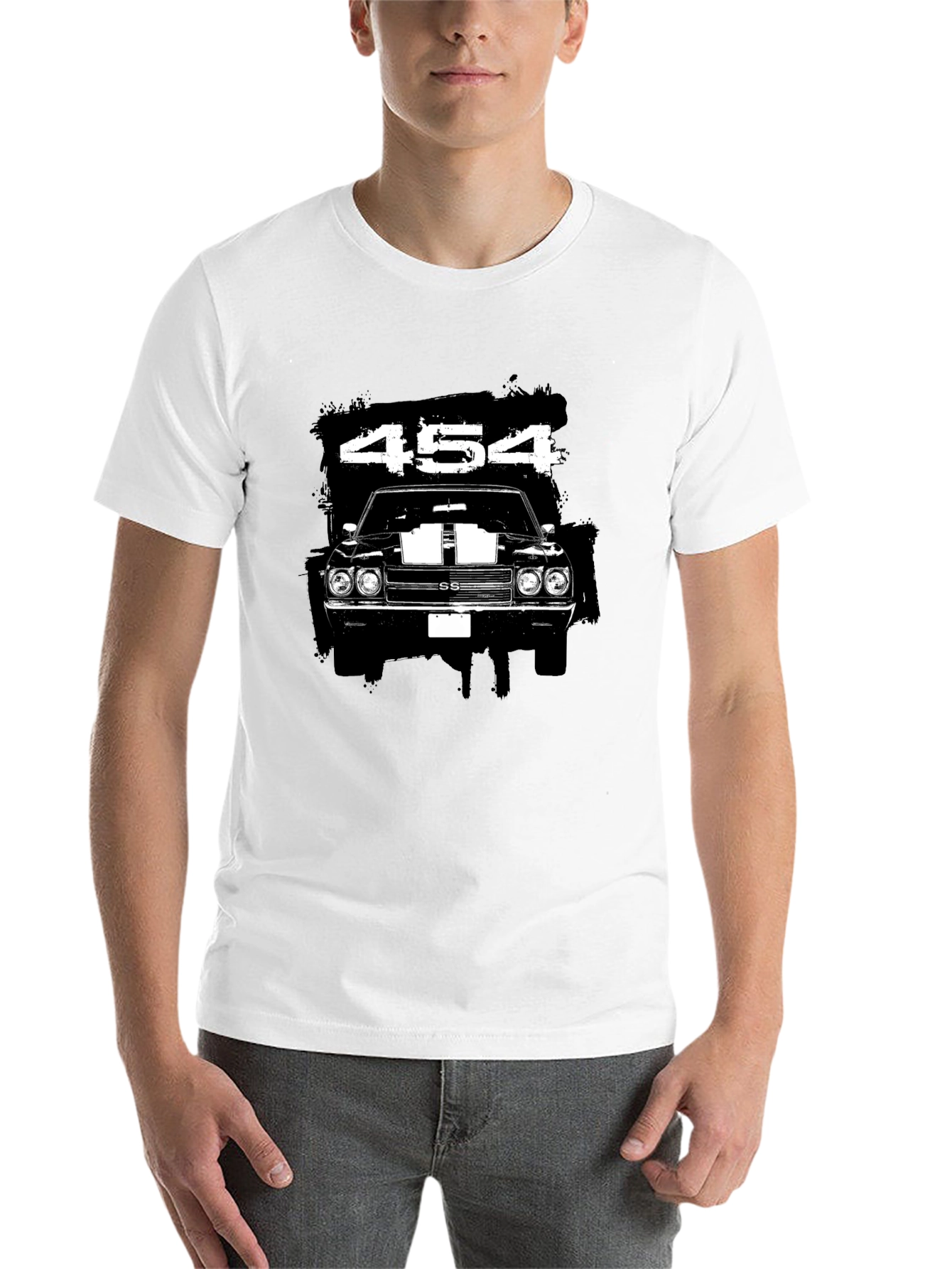 Black 454 Muscle Car Graphic Black T-Shirt view 14