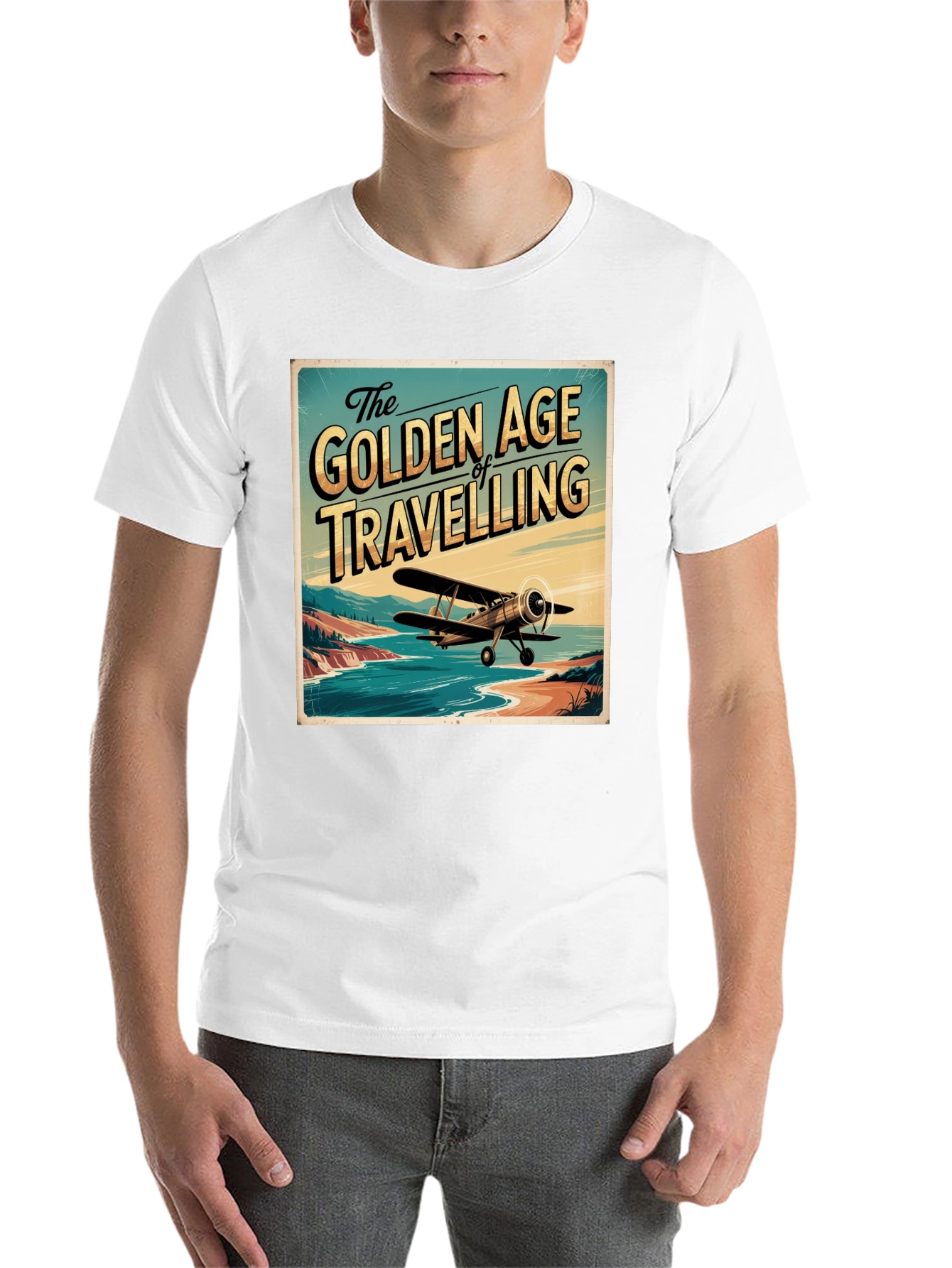 Black Golden Age of Travelling Graphic Tee view 14