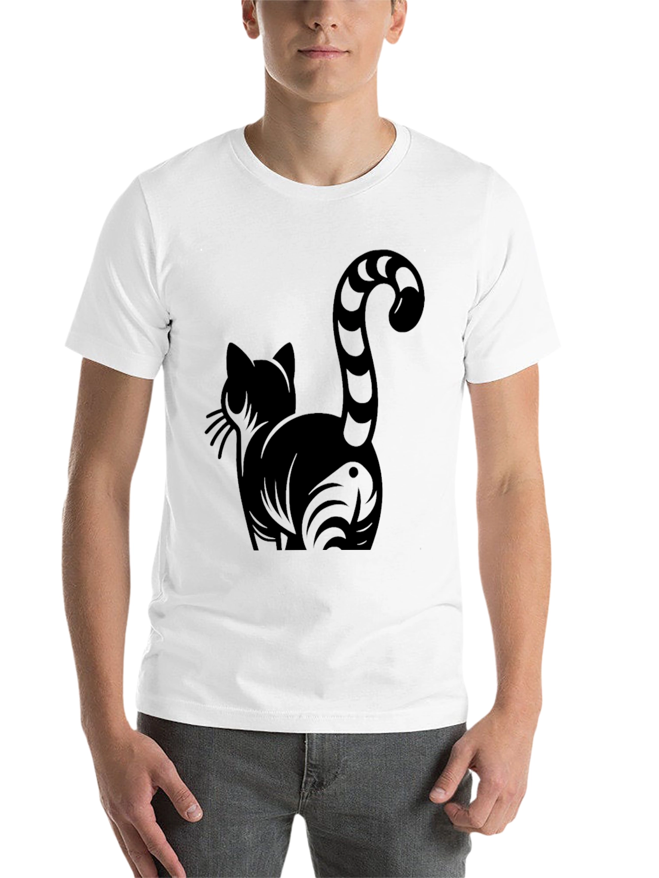 Black Stylish Black Cat Graphic Tee view 14