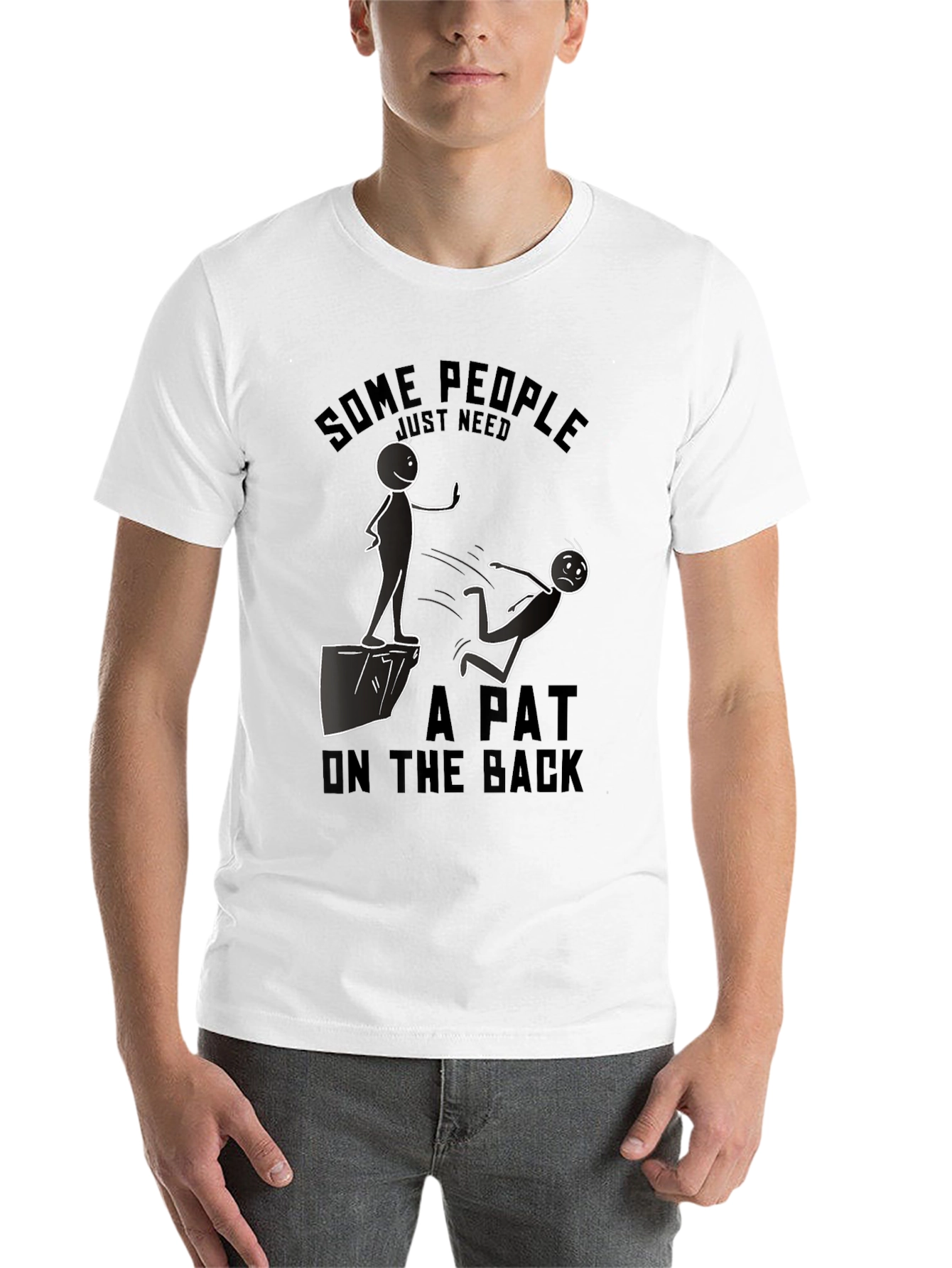 Black Humorous "A Pat on the Back" Graphic T-Shirt view 14