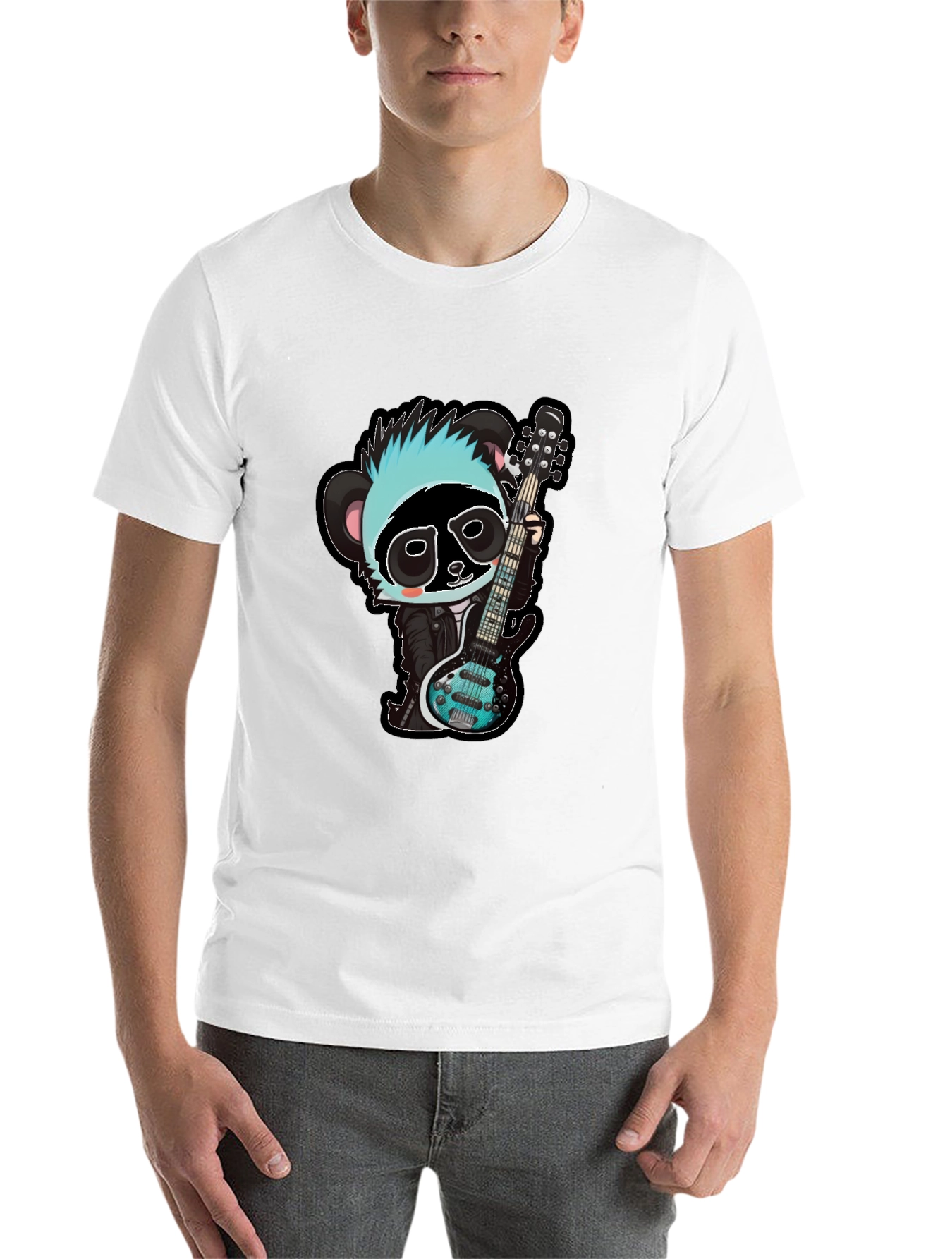 Black Rockin' Panda Graphic Tee - Black Unisex T-Shirt view 14