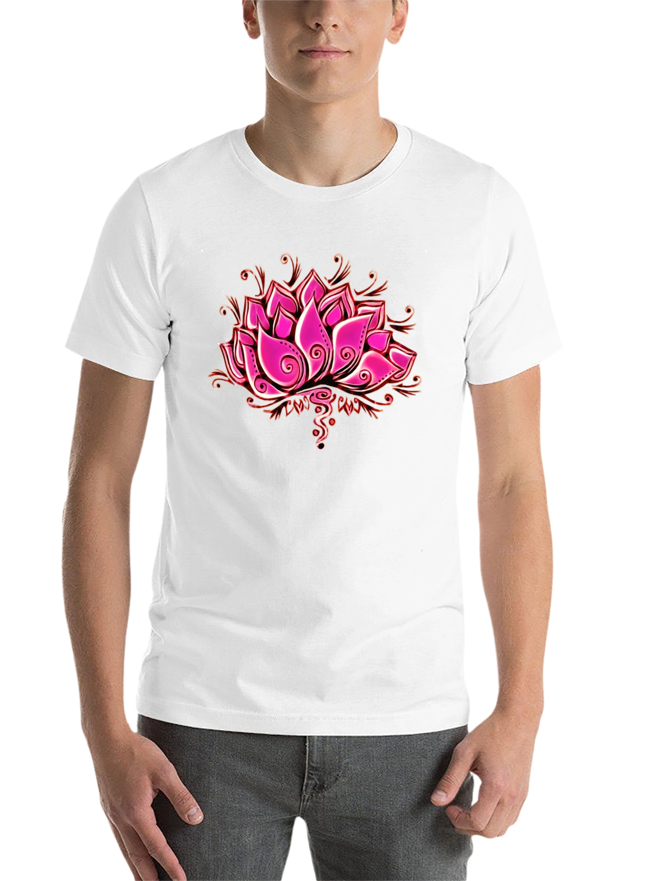 Black Lotus Flower Graphic T-Shirt view 14
