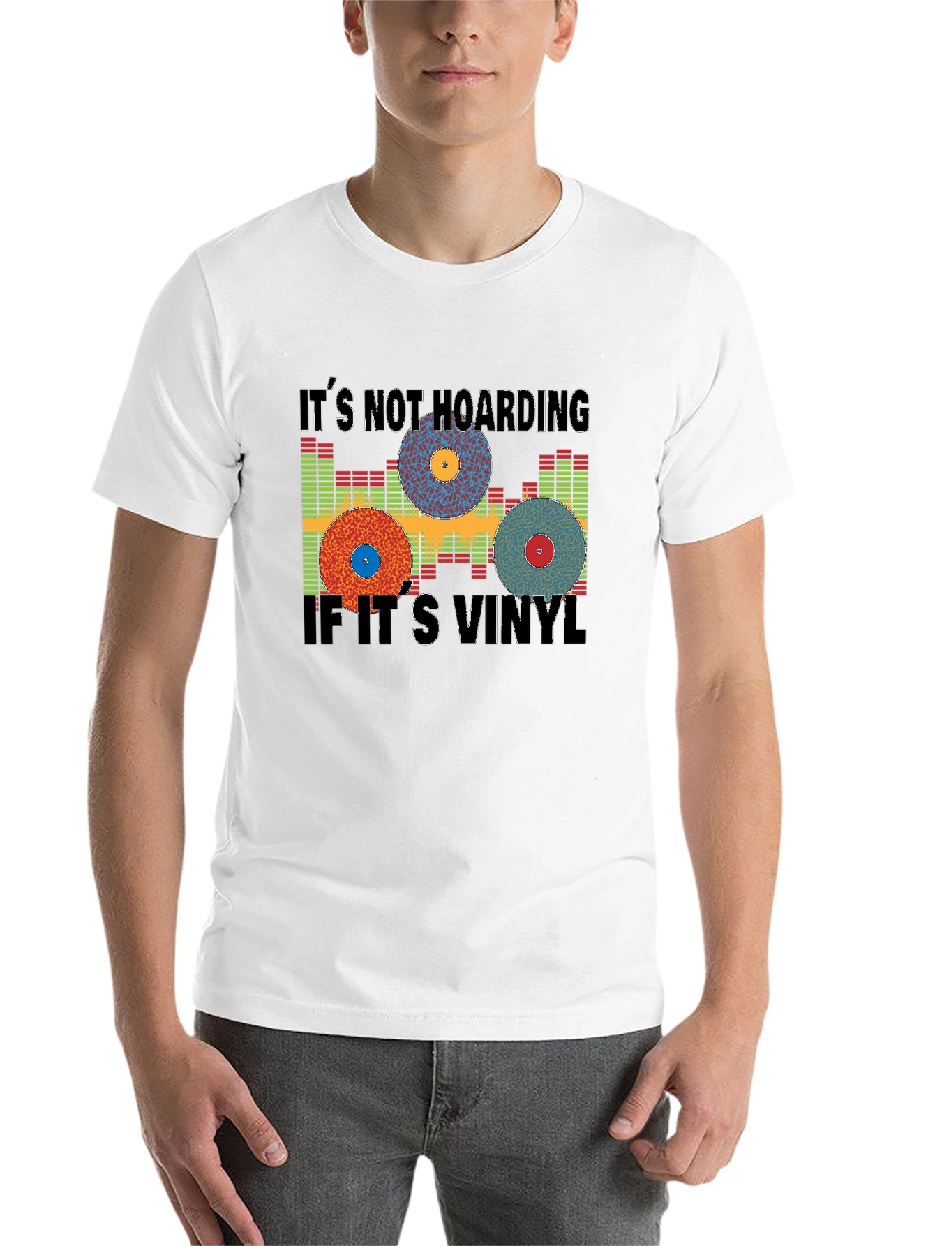 Black It's Not Hoarding if It's Vinyl Black T-Shirt view 14