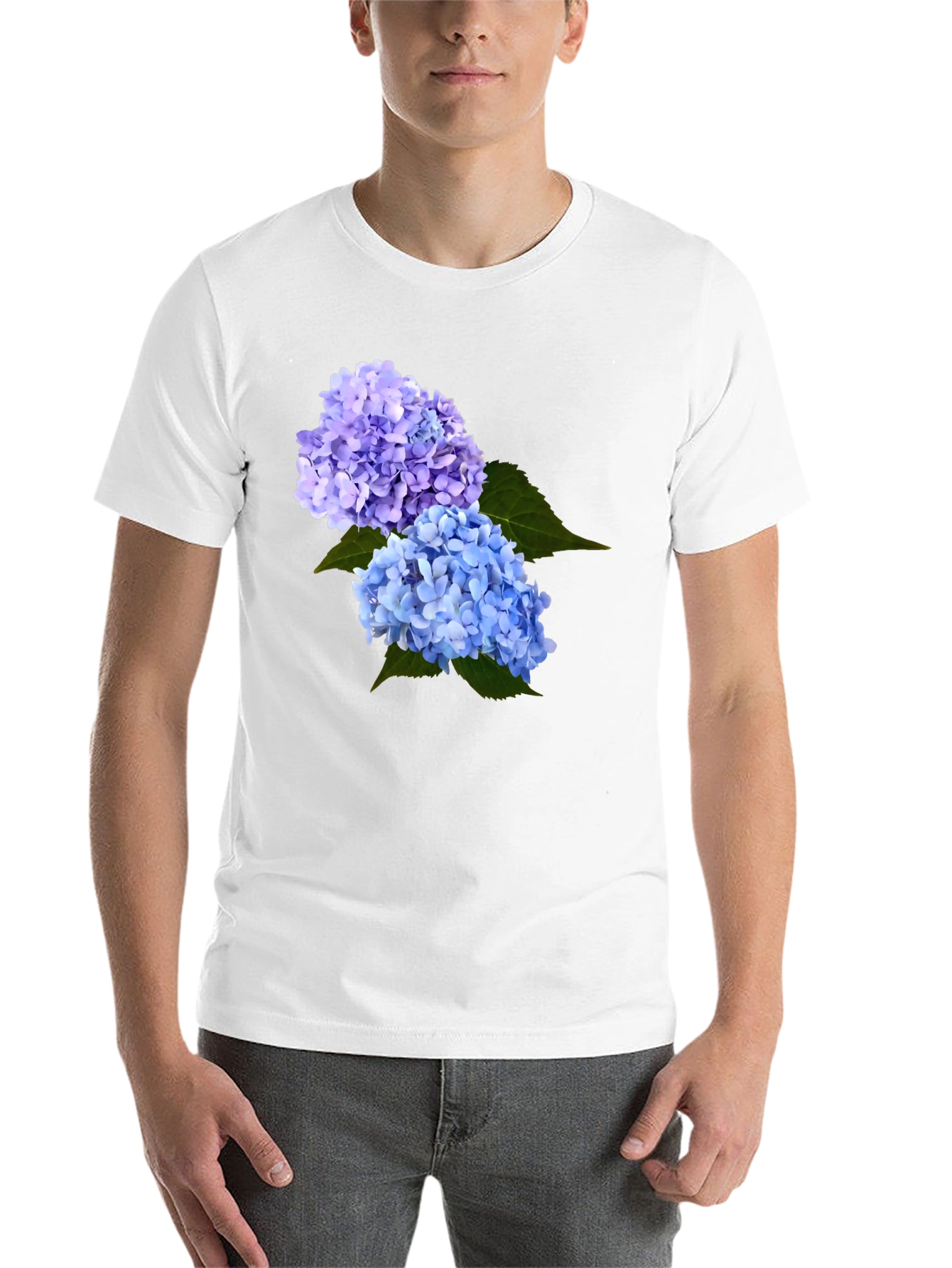 Black Floral Hydrangea T-Shirt - Stylish Mens Tee view 14
