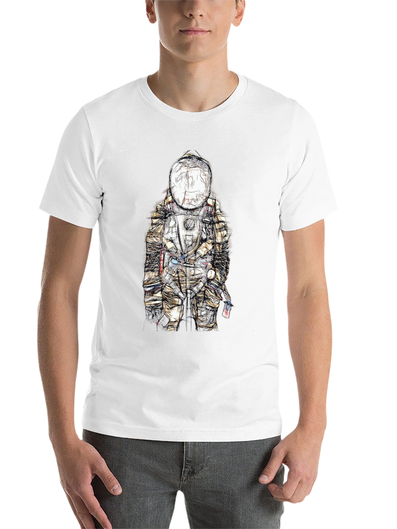 Black Astronaut Sketch Graphic Tee - Black view 14