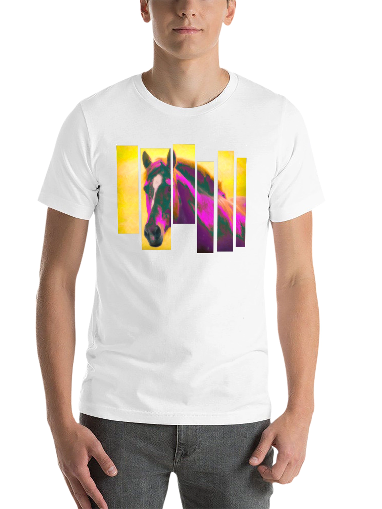 Black Abstract Horse Graphic Black T-Shirt view 14