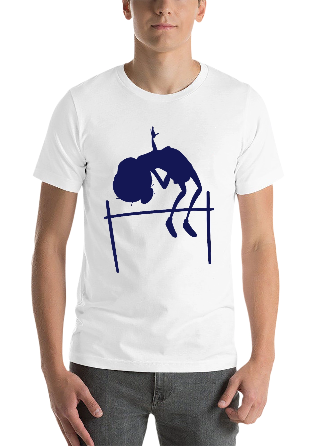 Black High Jump Graphic Tee - Athlete Silhouette T-Shirt view 14