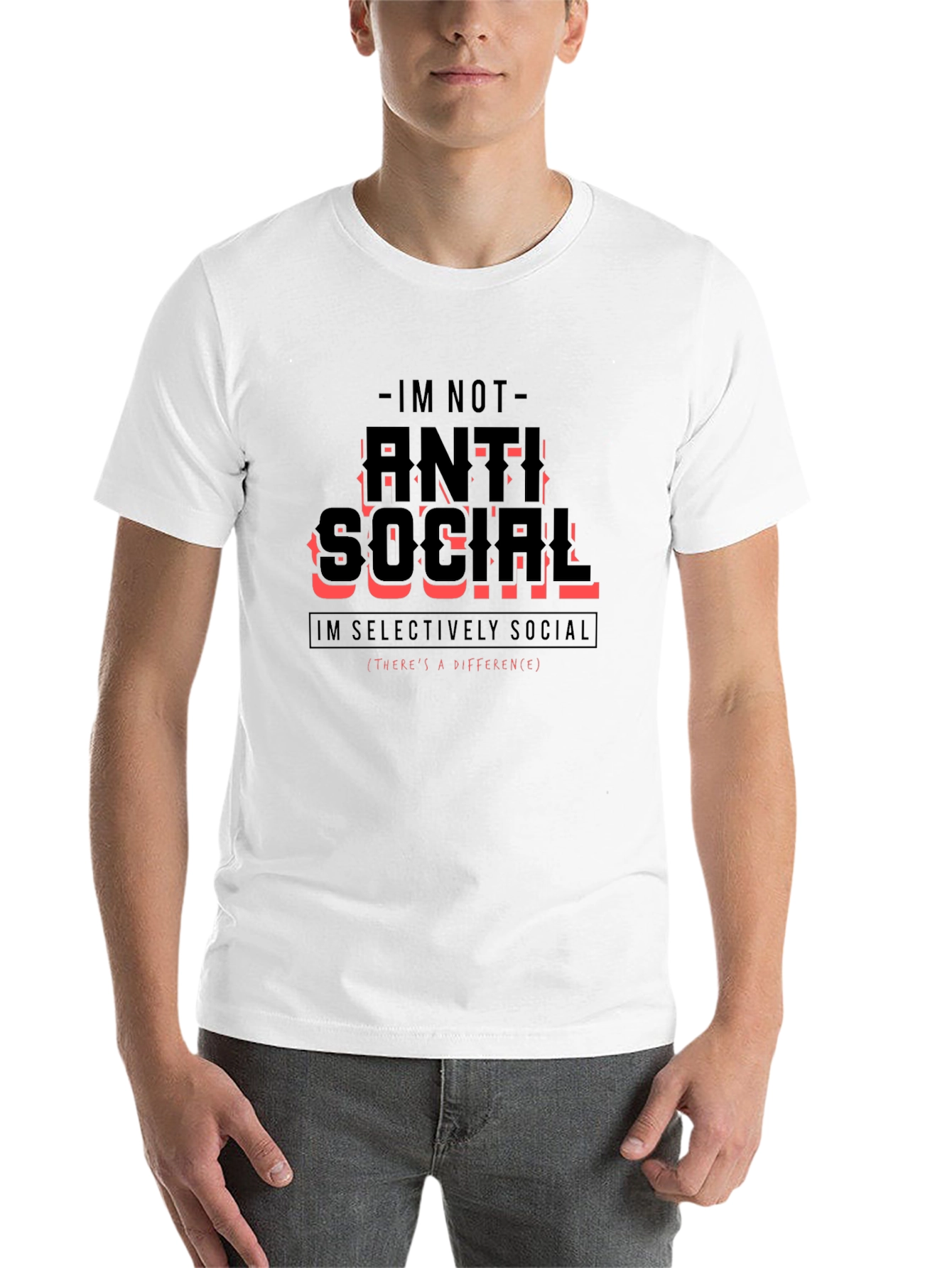 Black Anti Social Selectively Social Funny T-Shirt view 14