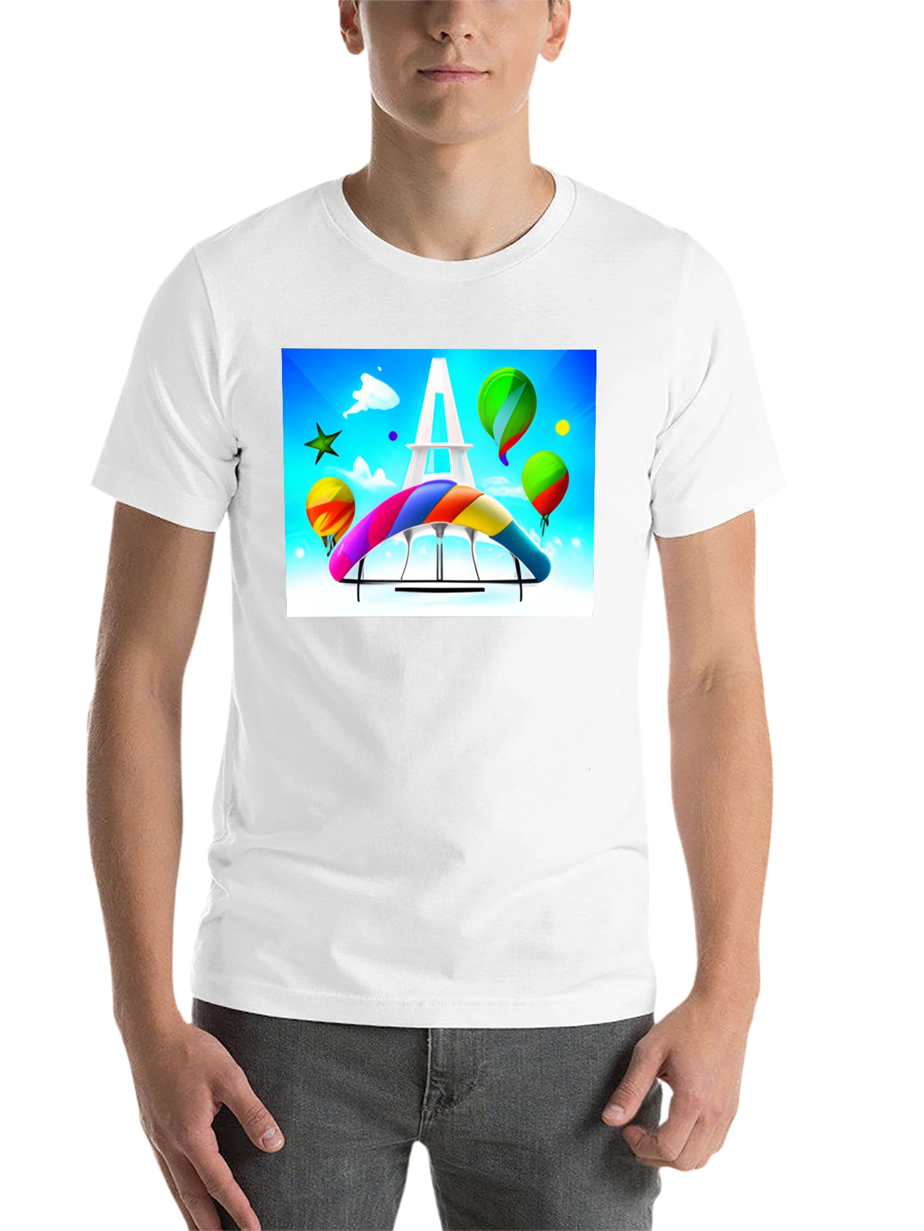 Black Paris Rainbow Hang Gliding T-Shirt view 14