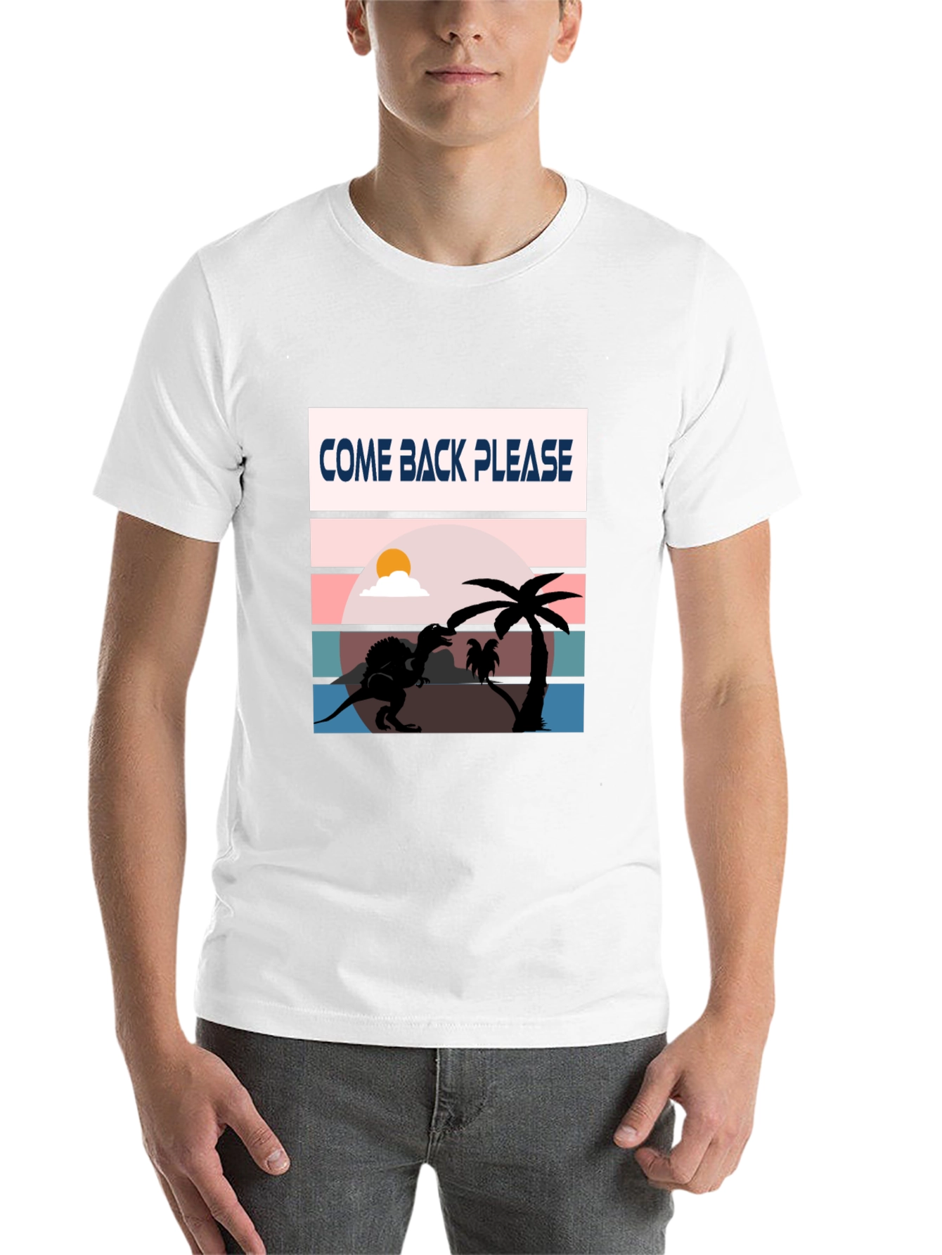 Black Come Back Please Dinosaur Graphic T-Shirt view 14