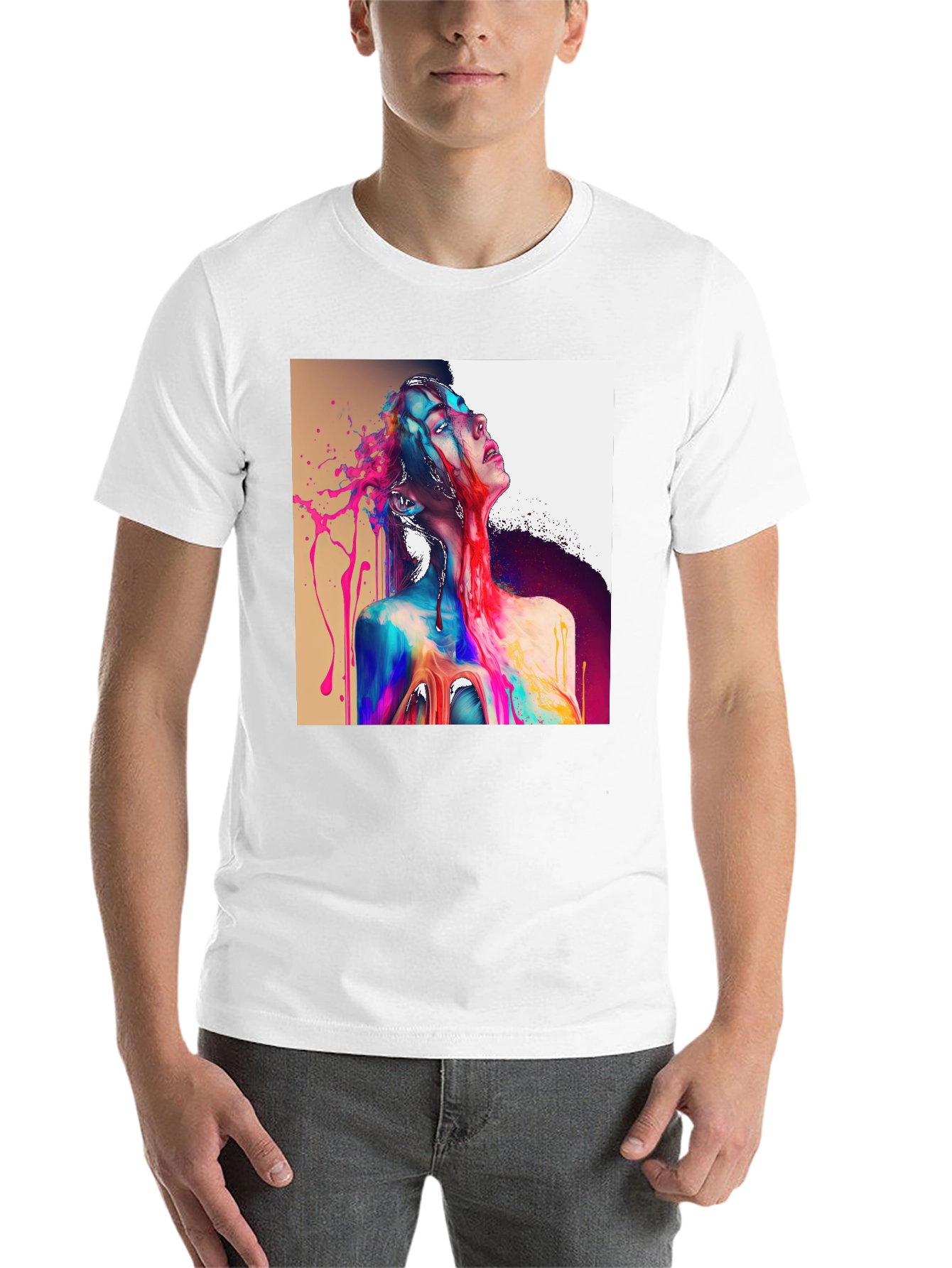 Black Abstract Art Tee: Colorful Expression view 14