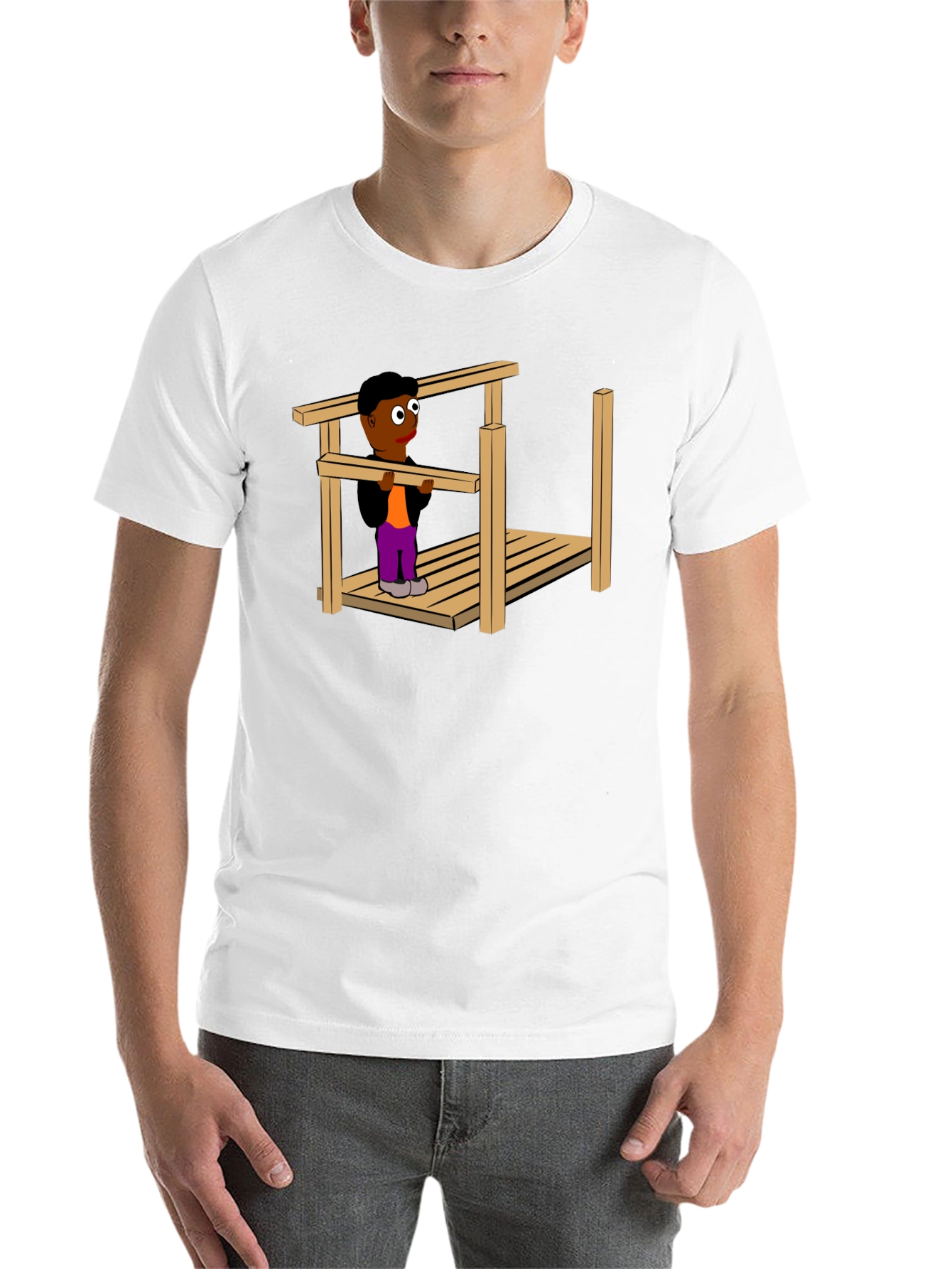 Black Optical Illusion Construction Man Black T-Shirt view 14