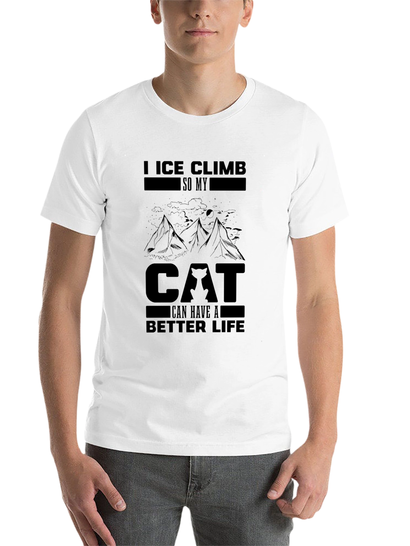 Black Ice Climb Cat Lover Black T-Shirt view 14