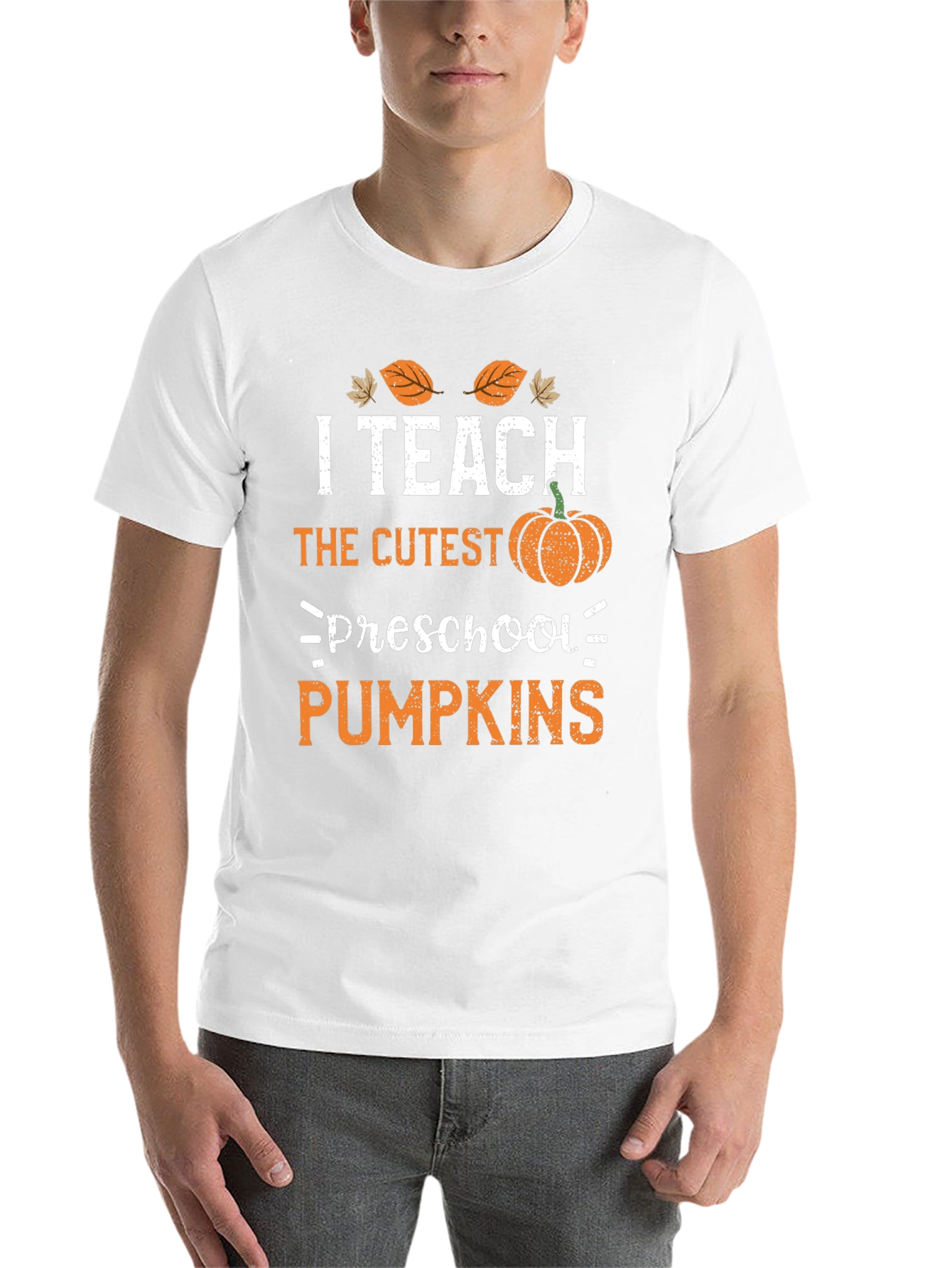 Black I Teach Preschool Pumpkins Teacher T-Shirt view 14