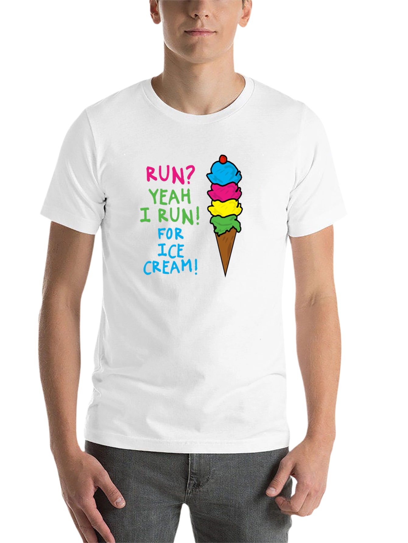Black Run for Ice Cream T-Shirt - Cute Foodie Tee view 14