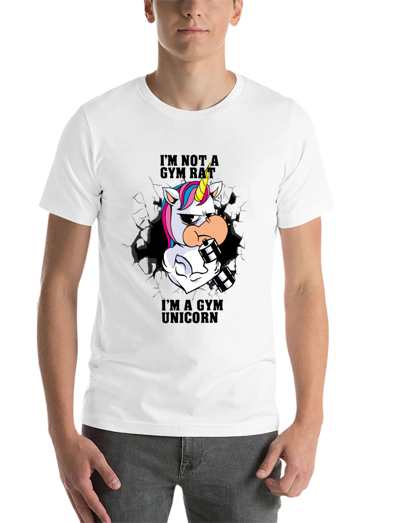 Black Gym Unicorn T-Shirt - Workout Apparel view 14