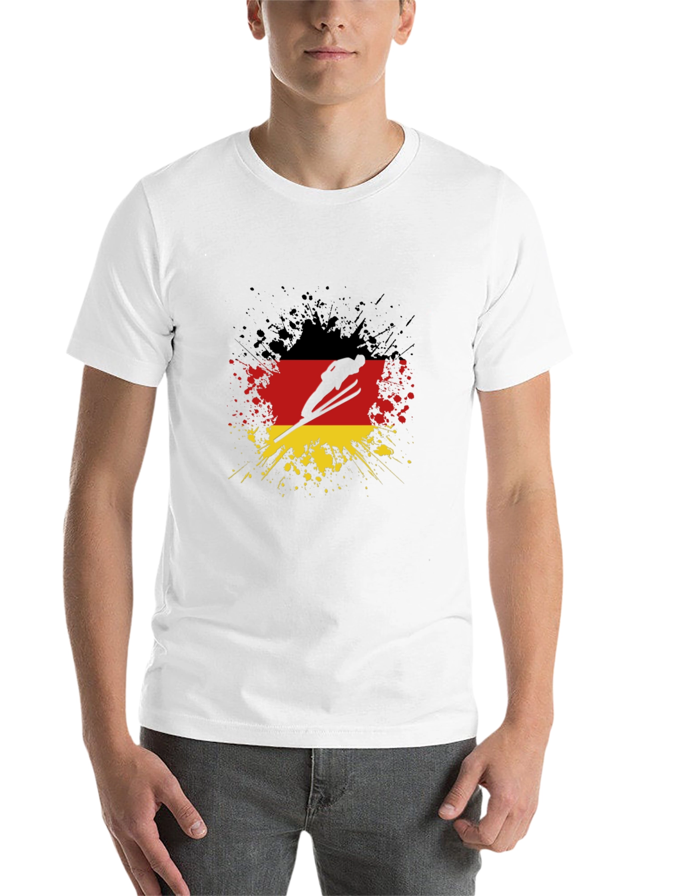 Black Germany Flag Ski Jumper T-Shirt view 14